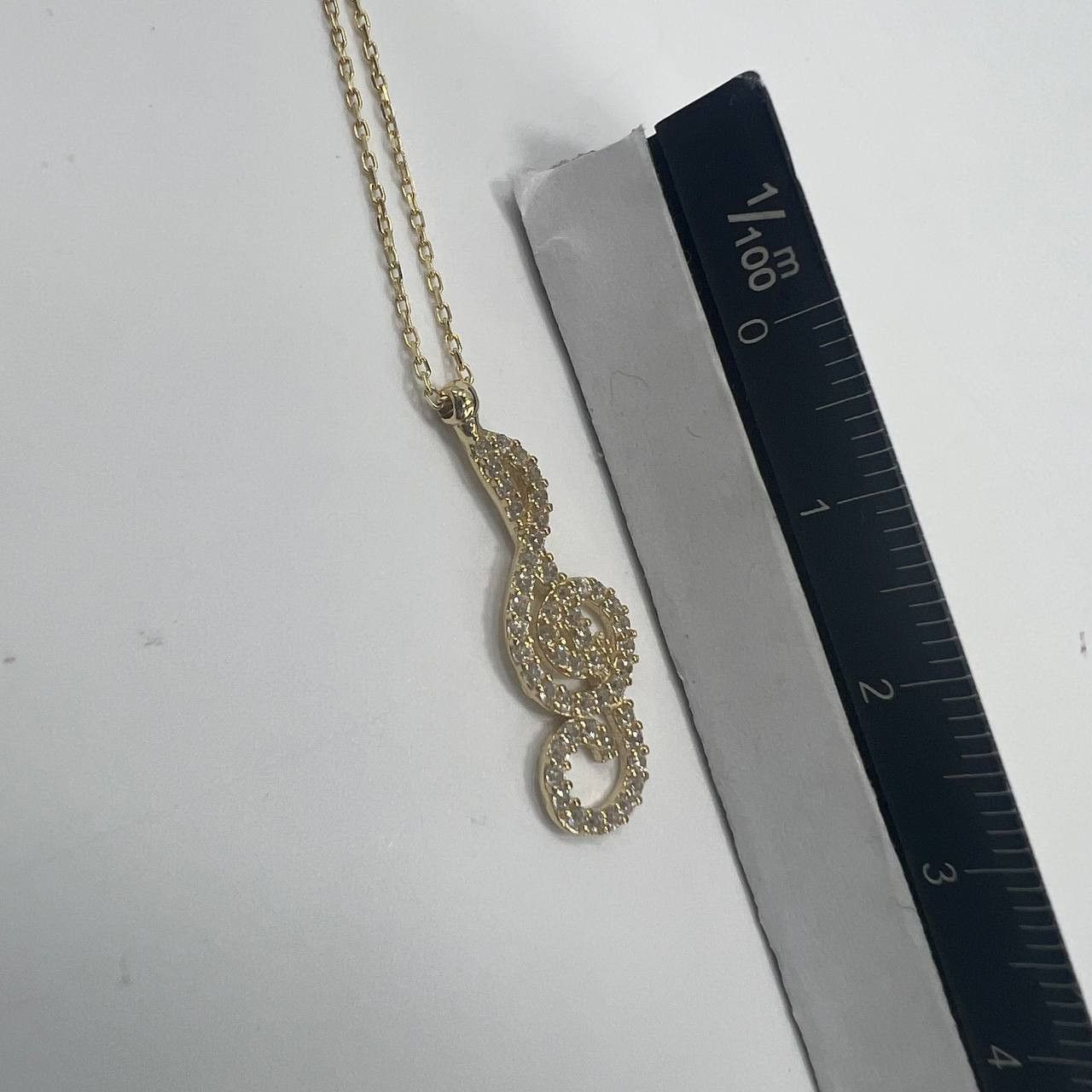 Other 14K Solid Gold Treble Clef Necklace Pendant 2.1g, 24cm Italy Size ONE SIZE - 2 Thumbnail