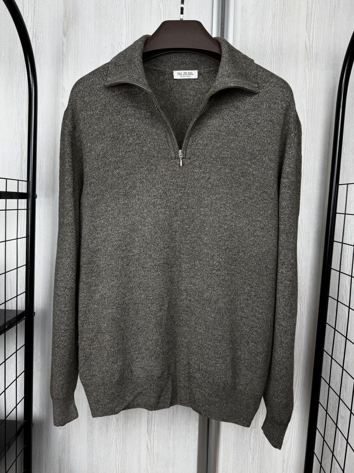Pal Zileri Pal Zileri Wool Cashmere grey-brown 1/4 zip pullover sweater Size US L / EU 52-54 / 3 - 2 Thumbnail