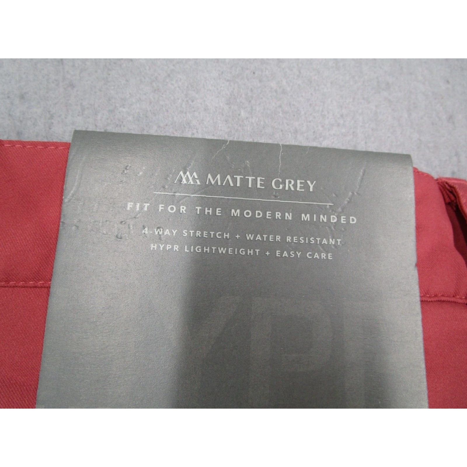 Vintage Matte Grey Men Pants 34 Red Player Fit 4 Way Stretch Work Casual Golf 34x33 Slimming Pockets Straight Chino Polyester Machine Washable 34 Regular Mens Size US 34 / EU 50 - 5 Thumbnail
