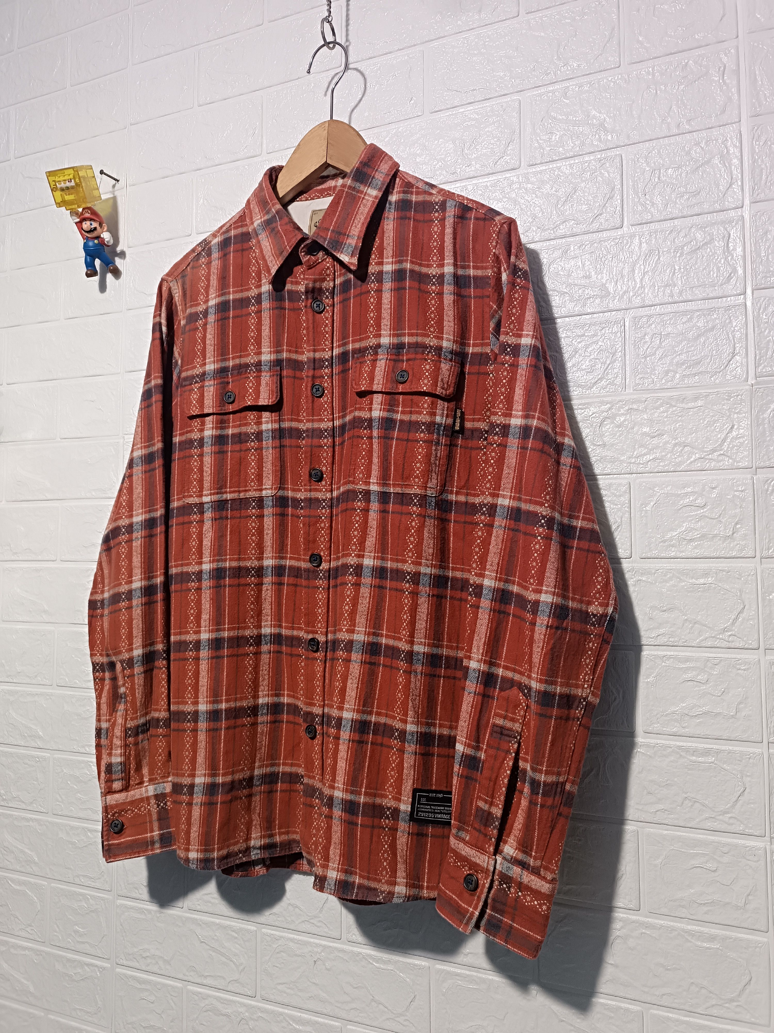 291295=Homme Vintage 291295=Homme Flannel Shirt Red Plaid Long Sleeve Size US M / EU 48-50 / 2 - 3 Thumbnail