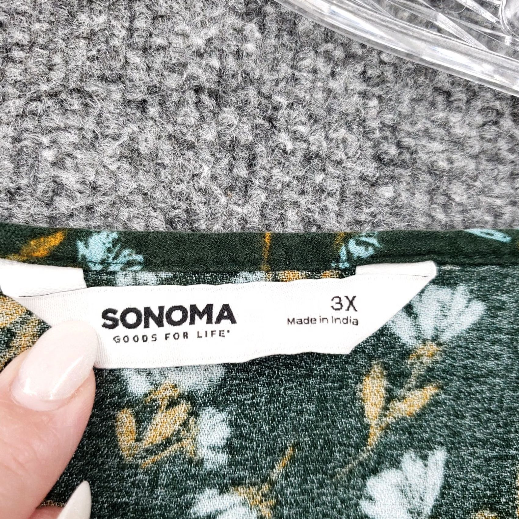 Vintage Sonoma Blouse Womens 3X Plus Green Floral Ruffle Long Sleeve Boho Peasant Top Size XXL / US 16-18 / IT 52-54 - 5 Thumbnail