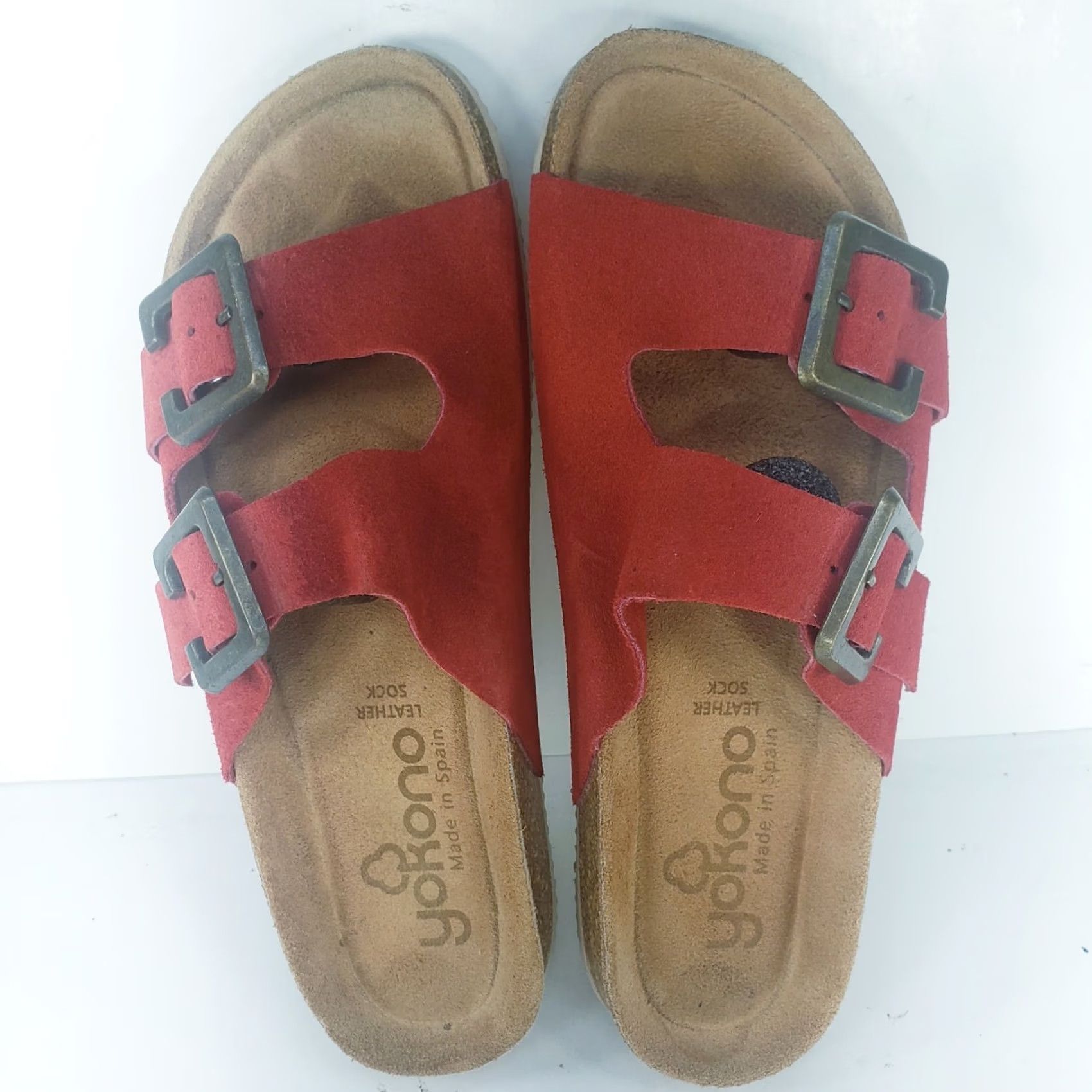 Vintage VINTAGE? No. Yokono Red Leather Women's Slide Sandals 7.5 Made in Spain Size US 8 / IT 38 - 7 Thumbnail