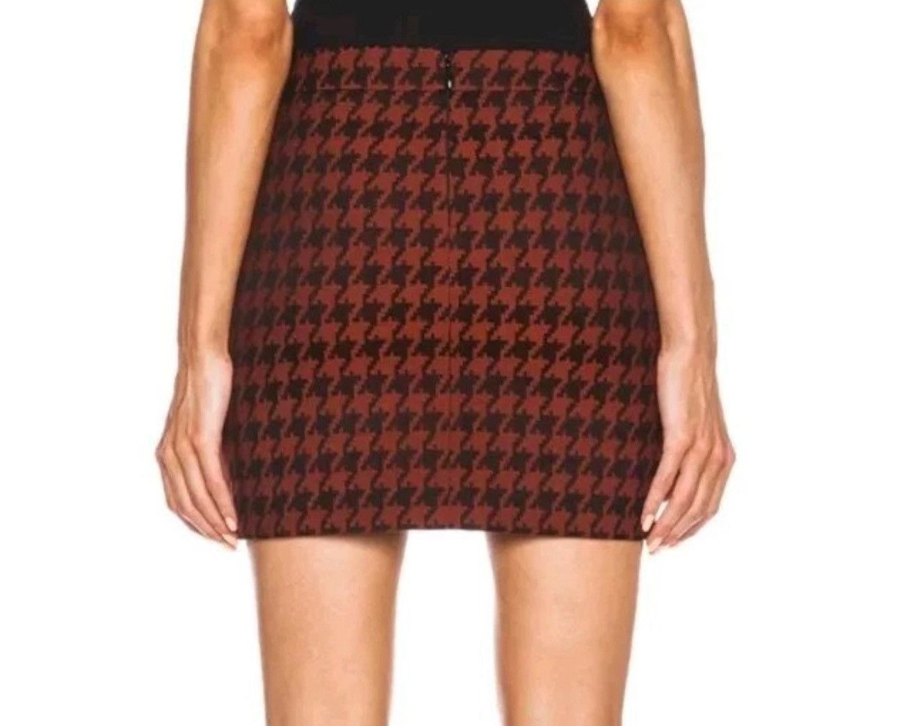 Stella McCartney Stella McCartney black / dark orange Houndstooth mini skirt Size 30" / US 8 / IT 44 - 3 Thumbnail