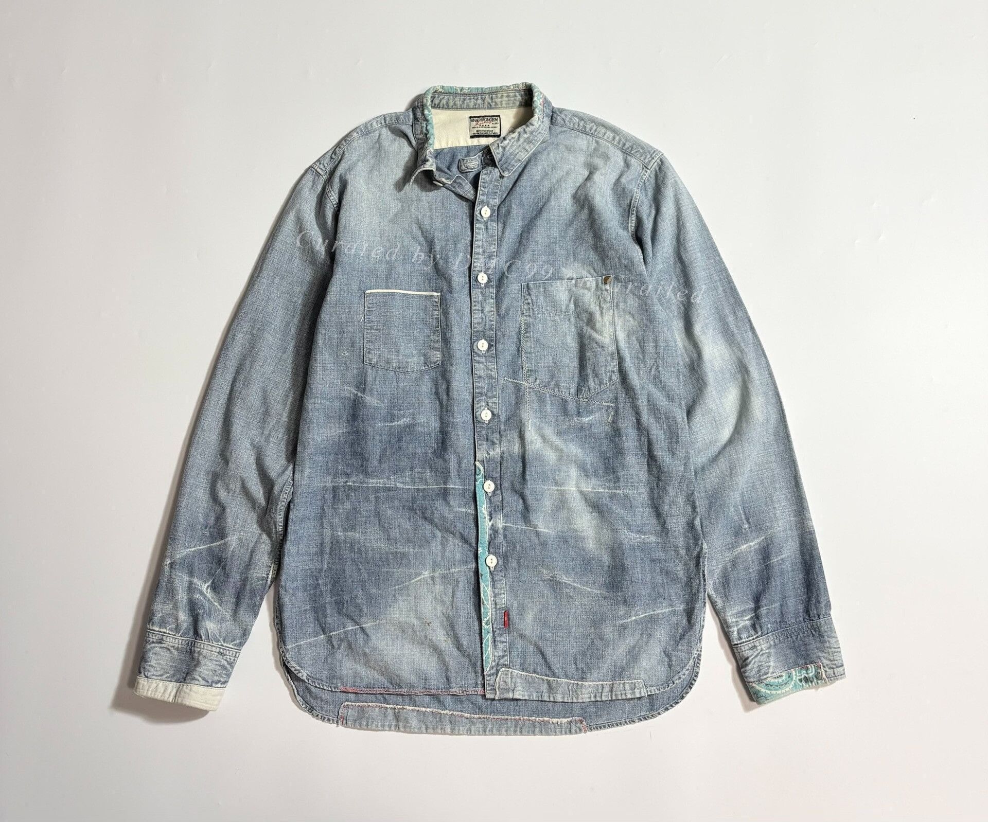 ANACHRONORM ANACHRONORM Distressed Denim Shirt Size US S / EU 44-46 / 1 - 1 Thumbnail