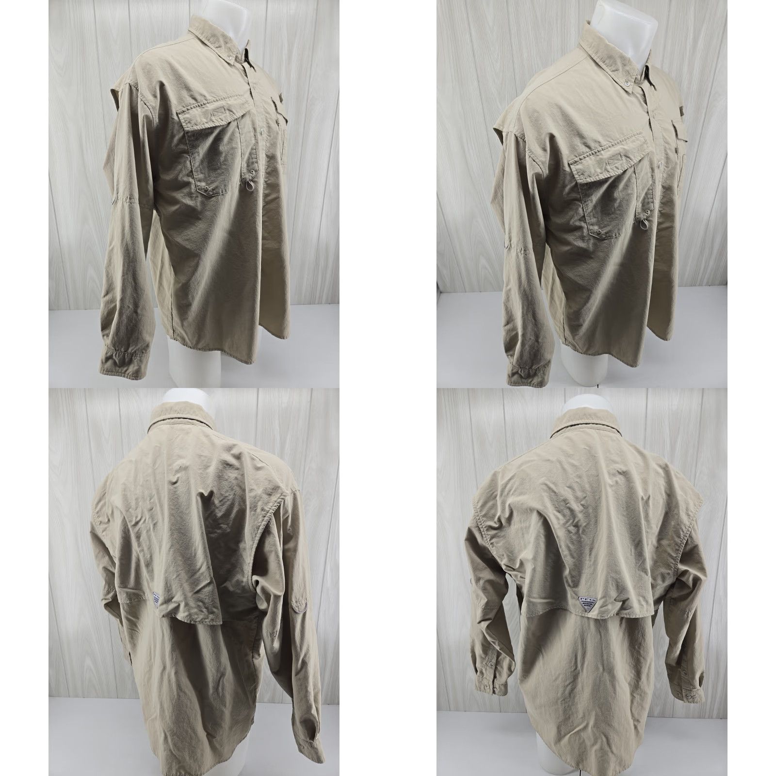 Vintage Columbia PFG Mens XL Long Sleeve Shirt Tan Khaki Omni-Shade Vented #2 Size US XL / EU 56 / 4 - 8 Thumbnail