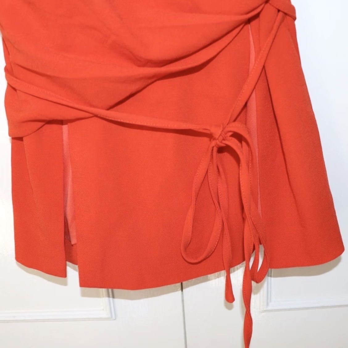 Vintage Lavish Alice Cami Top Orange Satin Tie Wrap Front Rose Gold Ring Detail UK6 Women Regular Sleeveless Party/Cocktail Casual Size M / US 6-8 / IT 42-44 - 3 Thumbnail