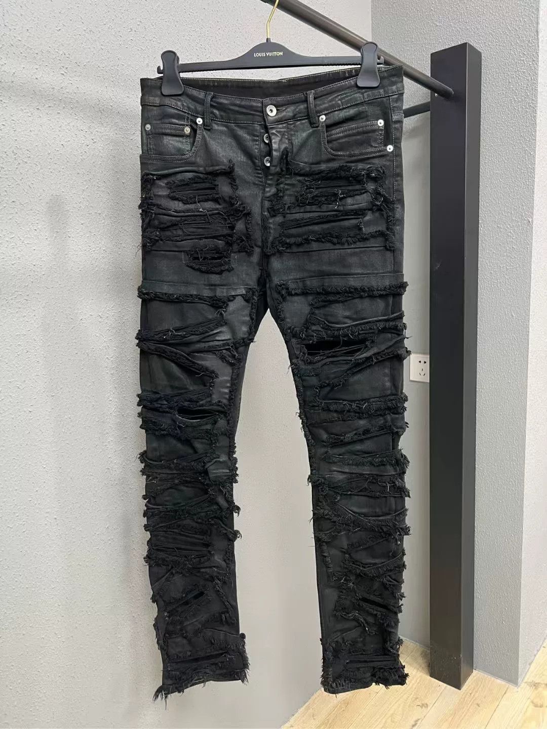 Rick Owens rick owens distressed black denim pants Size US 31 - 1 Thumbnail
