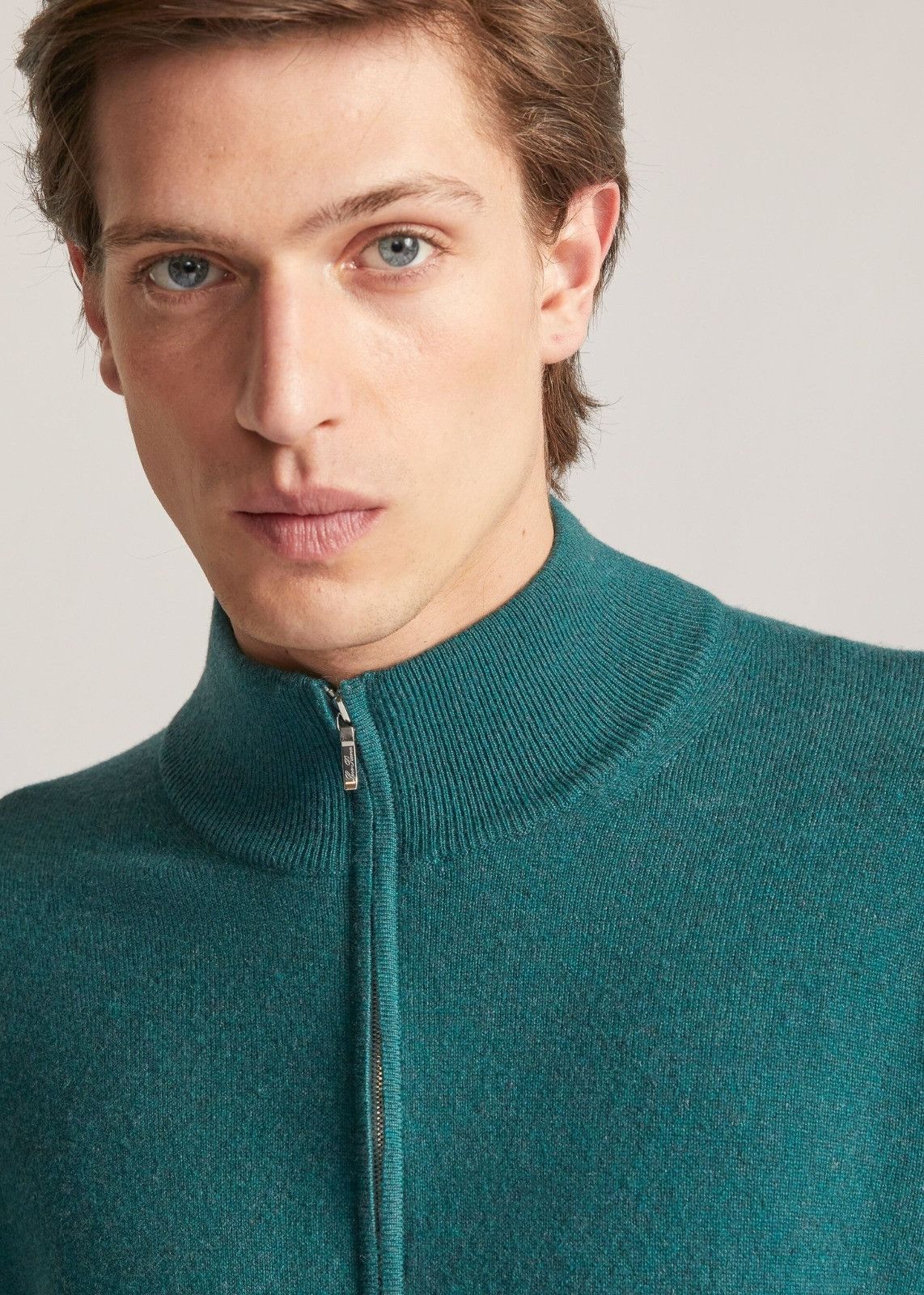 o1loc1c0124 Plain-knit Bomber Jacket in Green