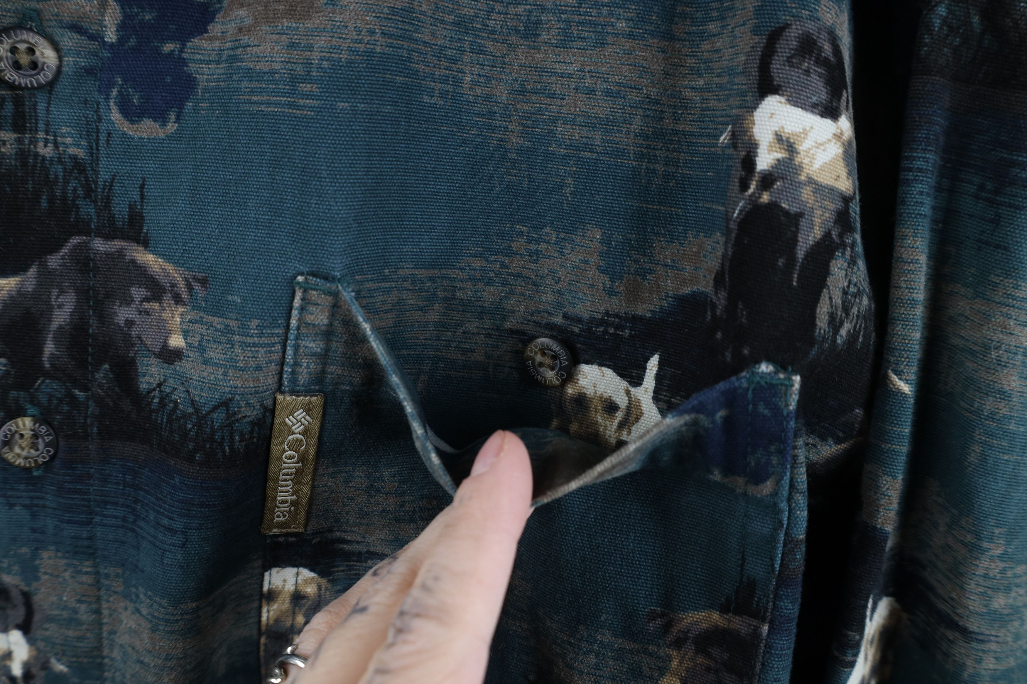 Columbia Vintage Columbia Cloth Duck Hunting Dog Button Down Shirt Size US L / EU 52-54 / 3 - 5 Thumbnail