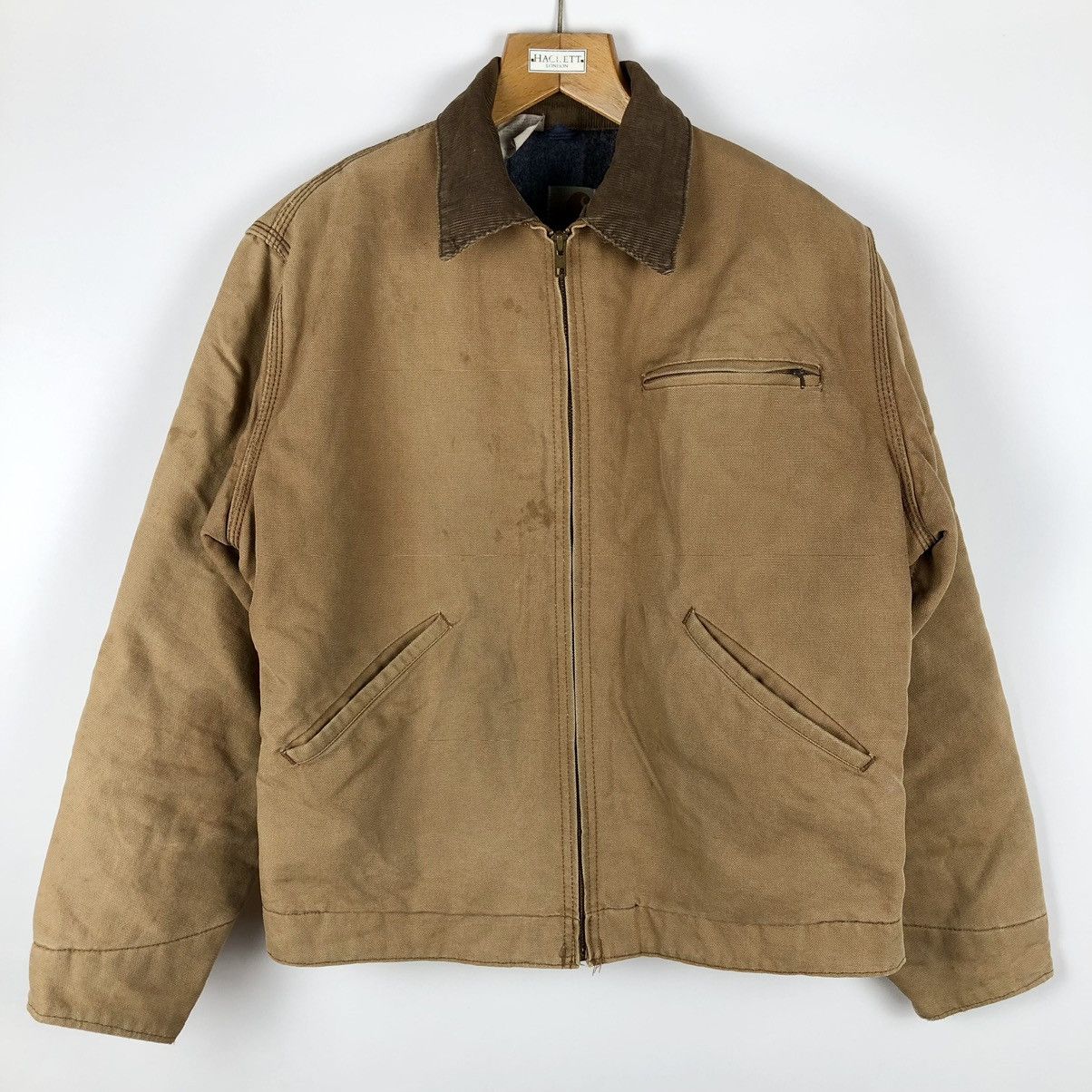 Carhartt Duck Work Jacket, Made in USA, Men's Size Medium cotton Beige type Vintage Second Hand