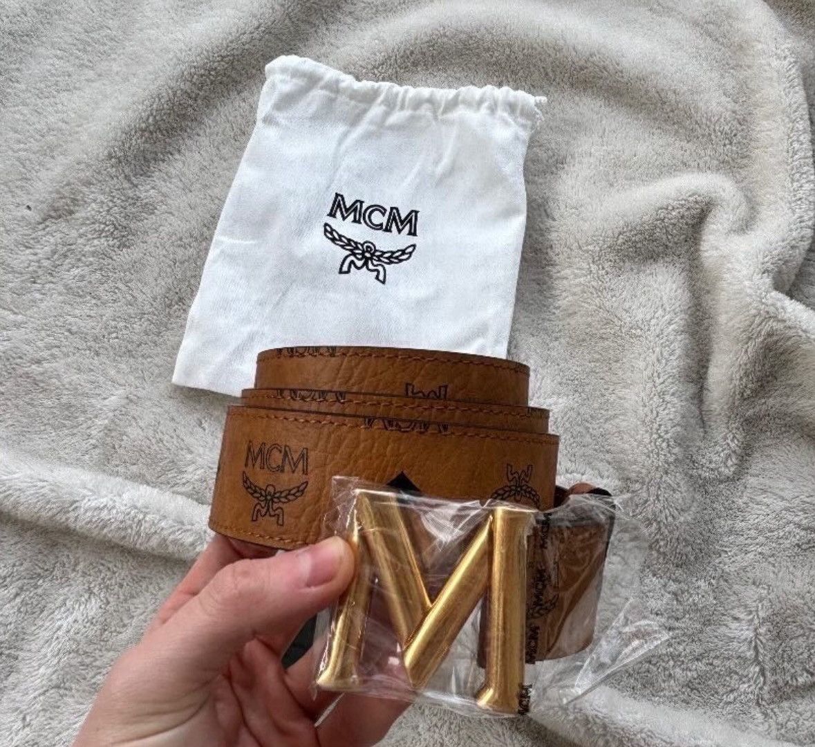 MCM MCM Cognac / Gold Belt Size ONE SIZE - 1 Thumbnail