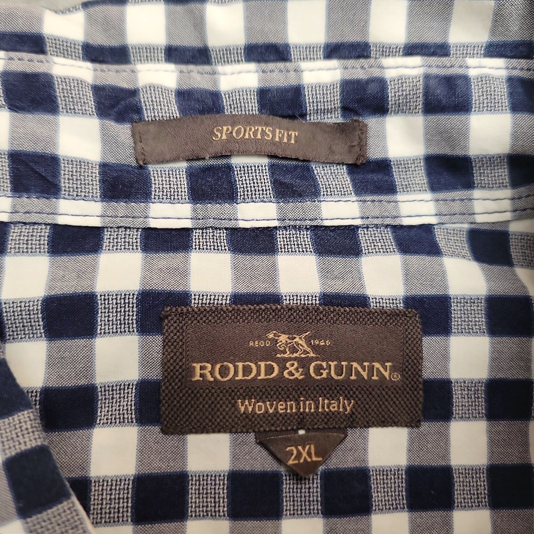 Rodd & Gunn Rodd & Gunn Shirt Mens 2XL Blue White Gingham Check Cotton Casual Sports Fit Shirt Size US XXL / EU 58 / 5 - 3 Thumbnail