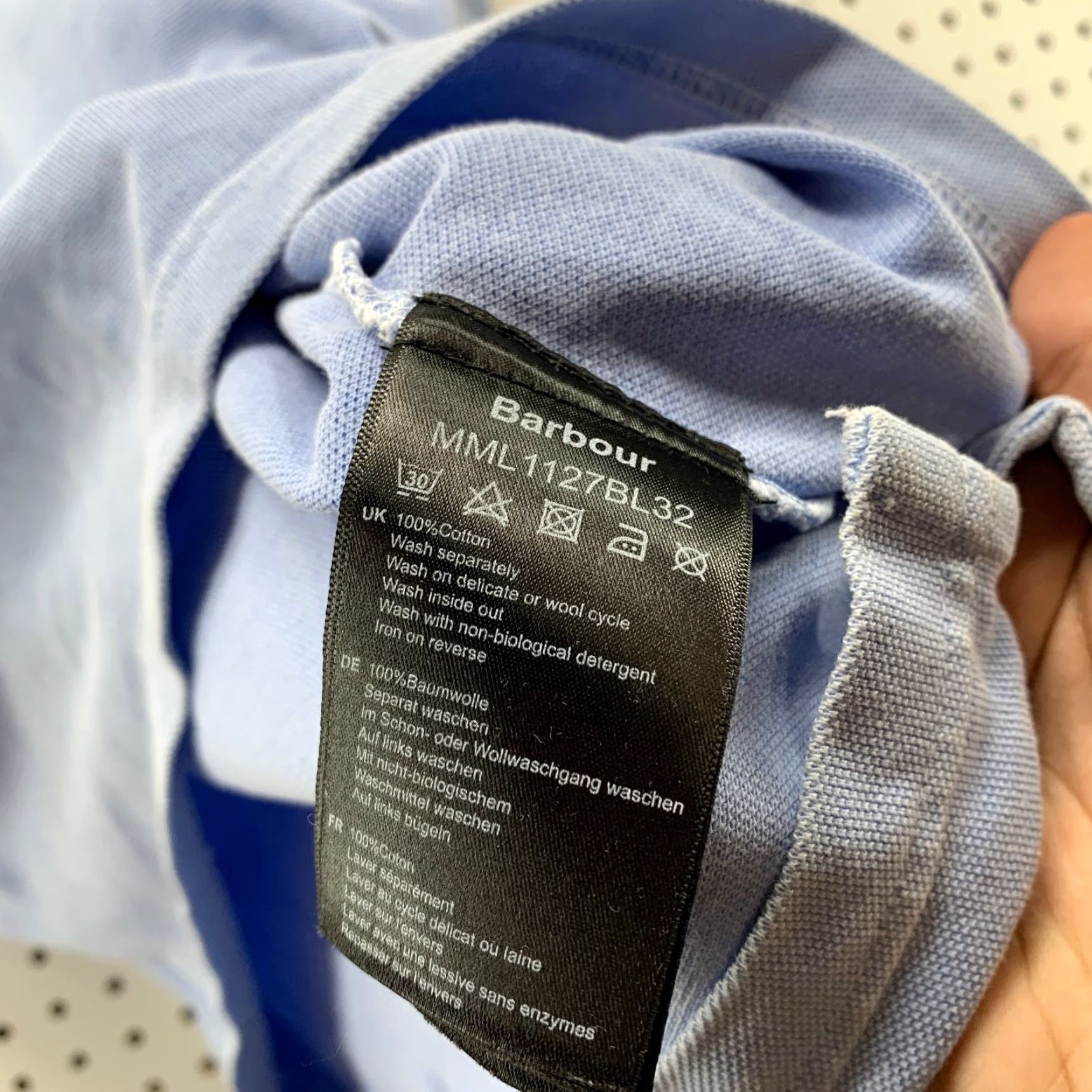 Barbour VINTAGE Barbour Polo Shirt Mens XL Blue Light Washed Cotton Short Sleeve Button Collar Preppy Golf Mens XL Blue Size US XL / EU 56 / 4 - 6 Thumbnail