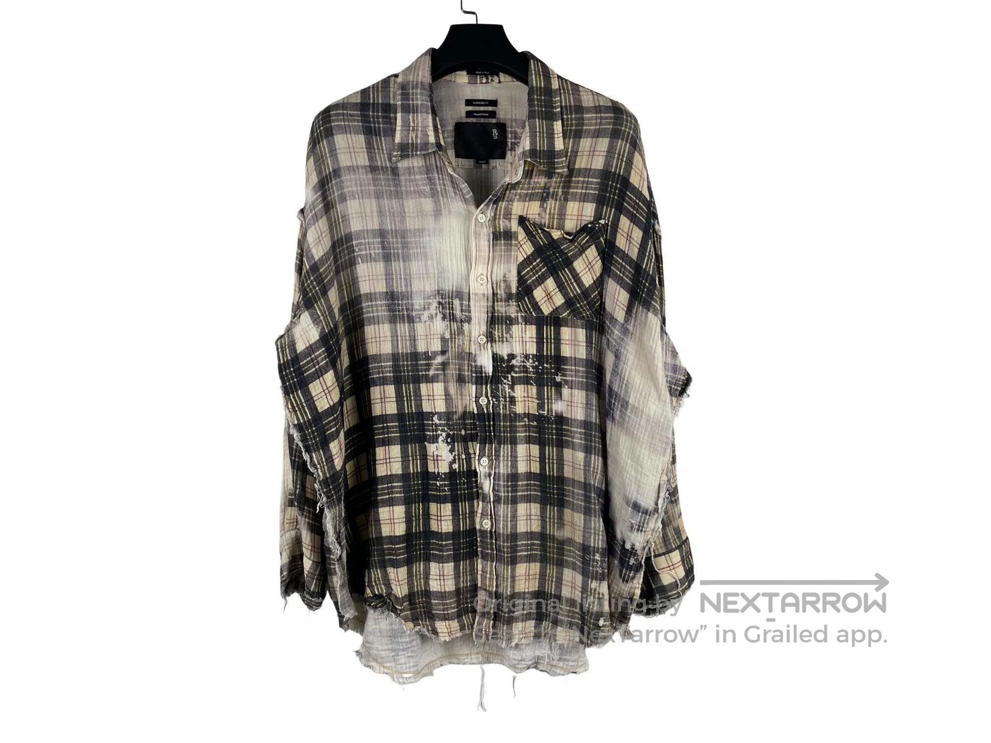 R13 R13 Distressed Frayed Loose Plaid Shirt Size US S / EU 44-46 / 1 - 1 Thumbnail