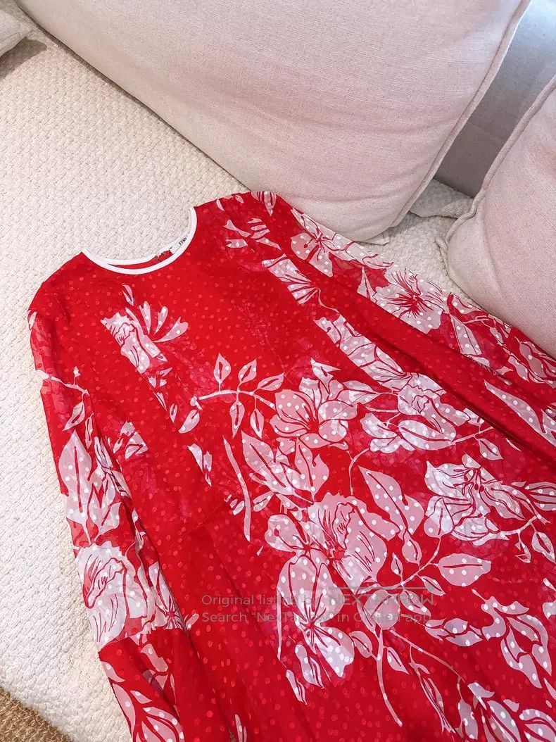 Fendi Fendi Heavy Embroidered Polka Dot Silk Printed Dress Size XS / US 0-2 / IT 36-38 - 2 Thumbnail