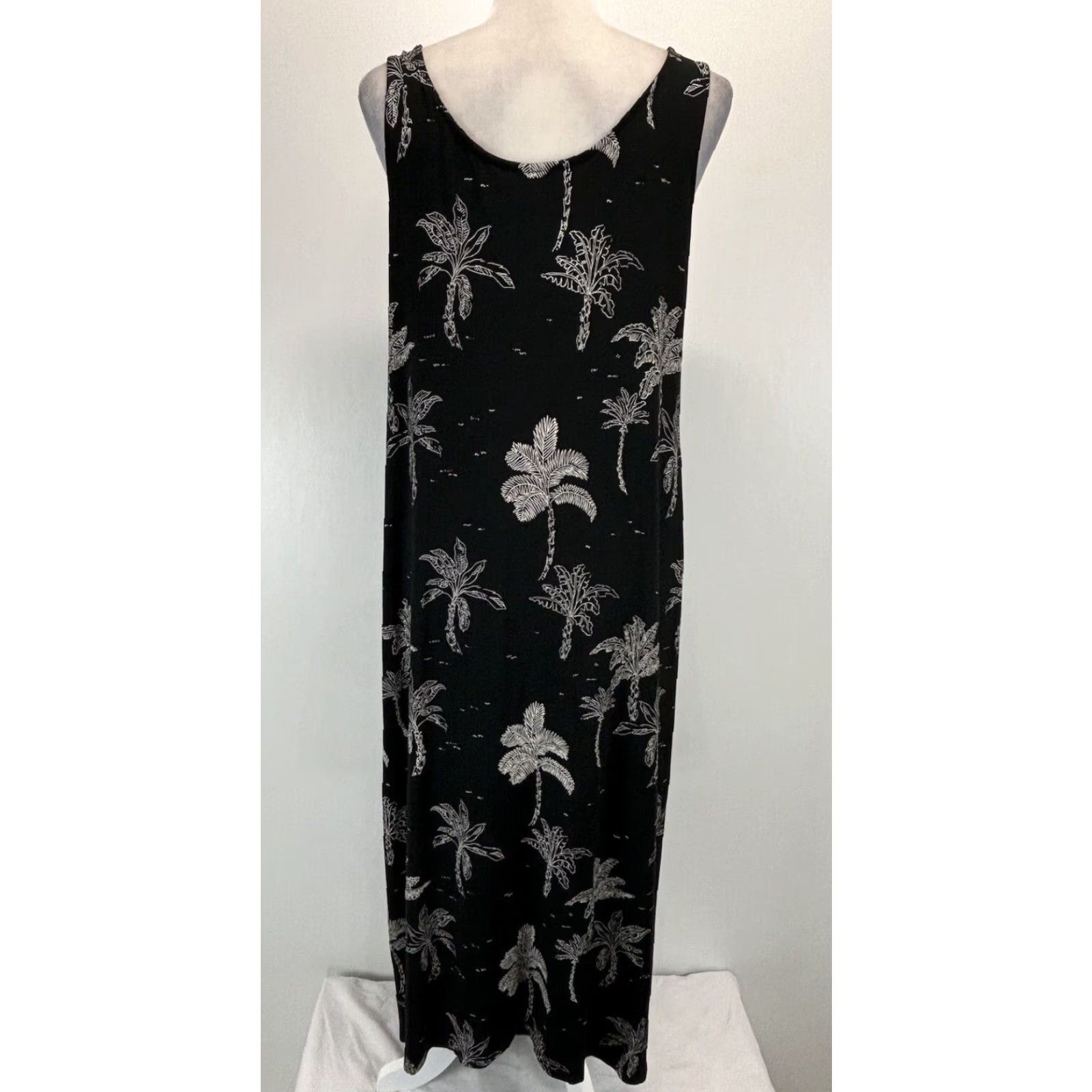 J. Jill J. Jill Tropical Tank Dress Black Palm Print Rayon Knit Stretchy Womens M Size M / US 6-8 / IT 42-44 - 3 Thumbnail