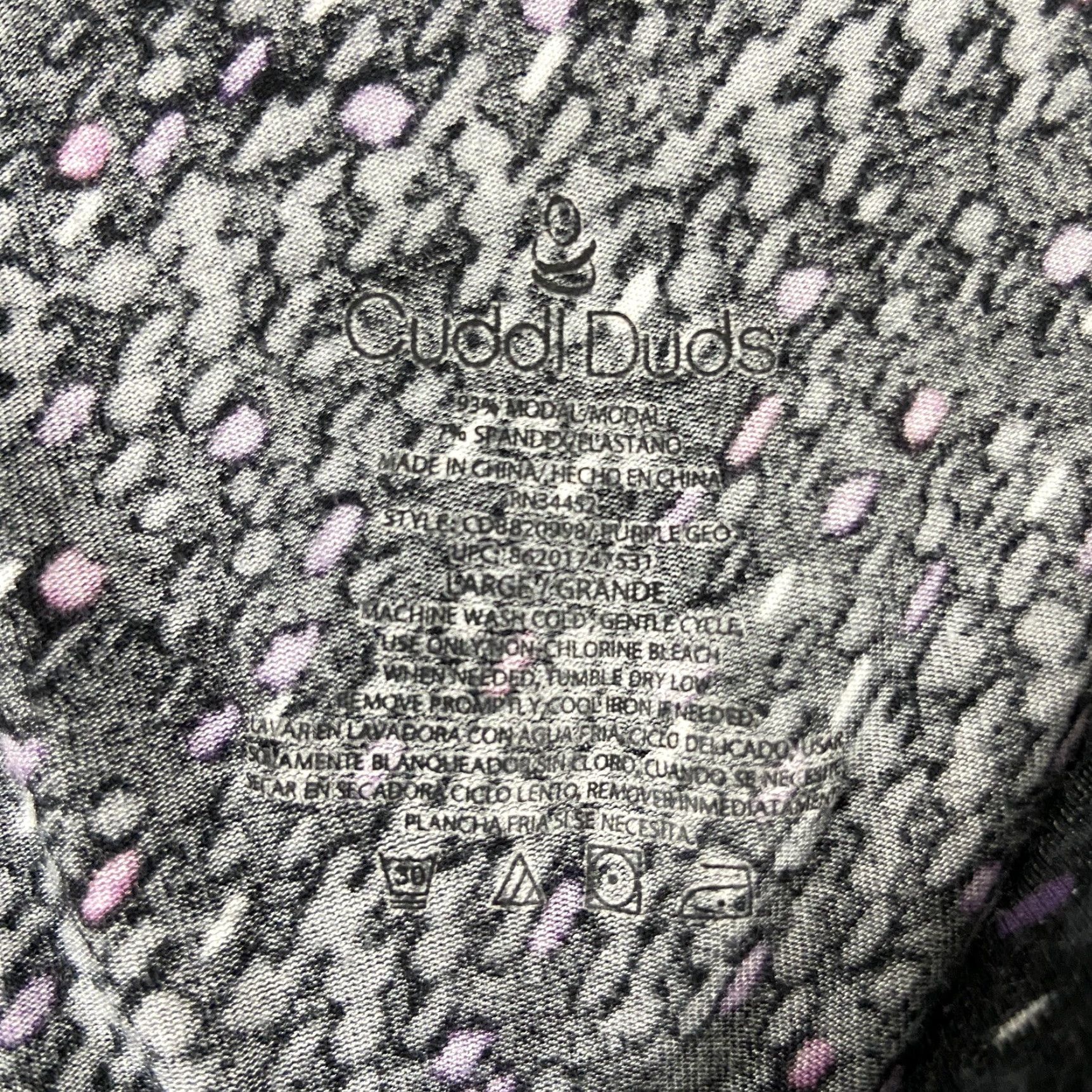 Vintage CUDDL DUDS Pajama Pants Women’s Large Black Purple Pattern Size 36" / US 14 / IT 50 - 5 Thumbnail