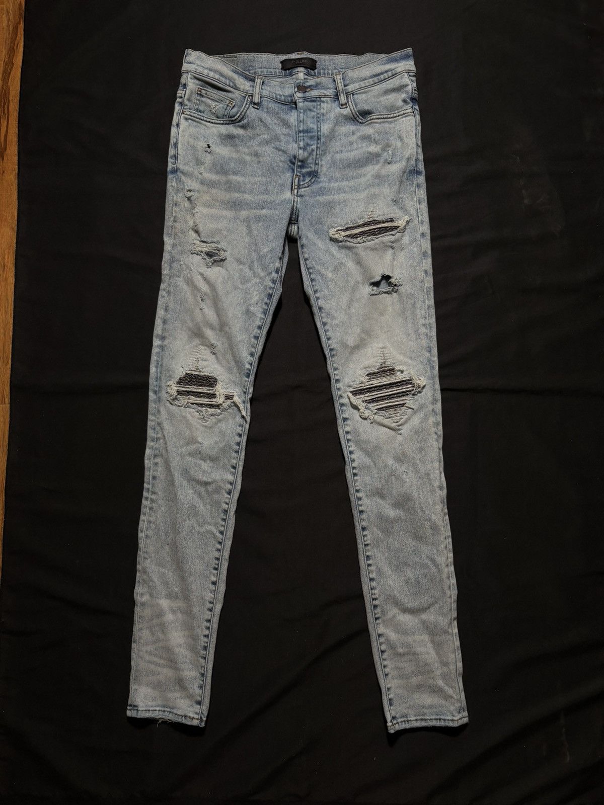 Amiri Amiri MX1 Light Wash Iridescent Patch Jeans - Size 32 Size US 32 / EU 48 - 1 Thumbnail