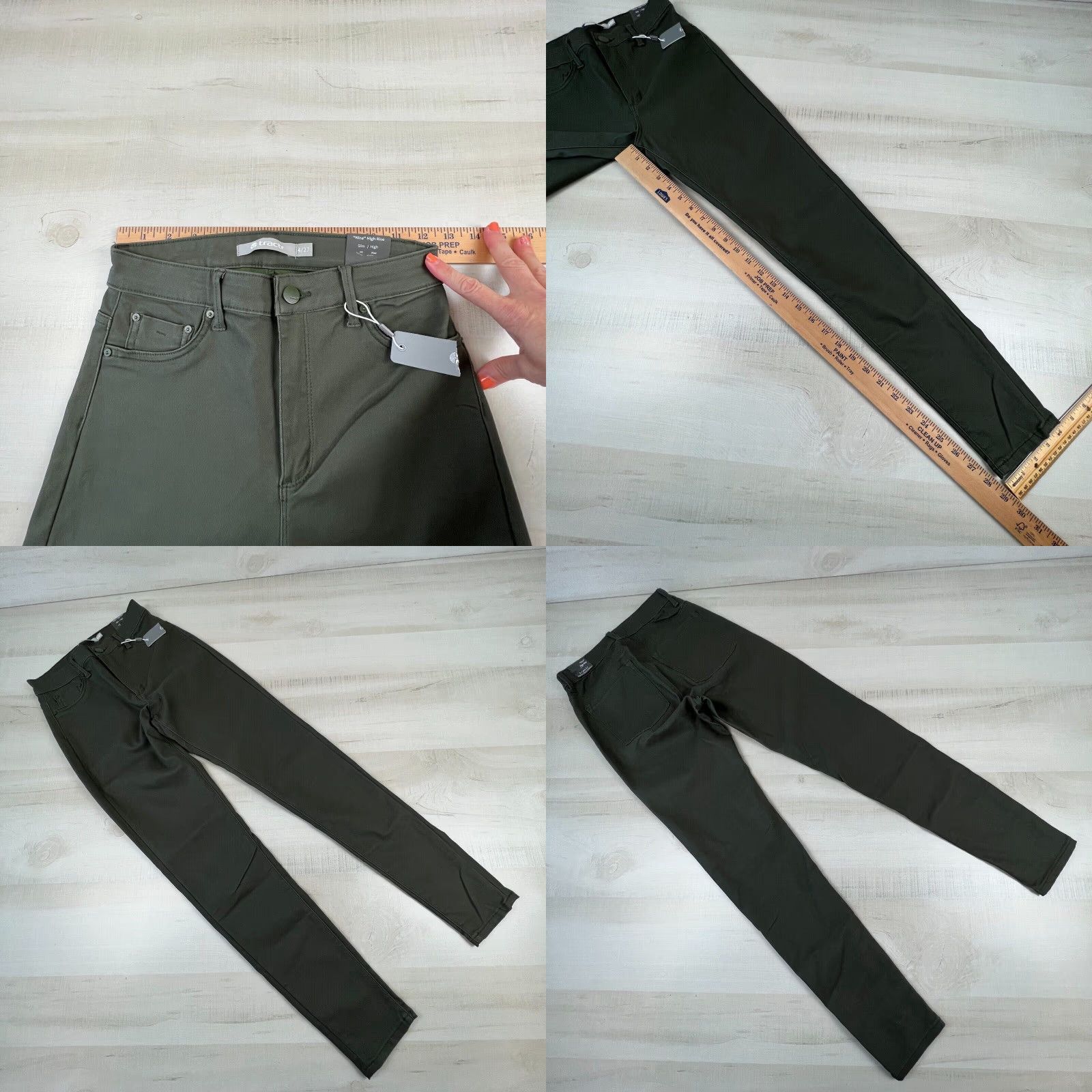 Vintage Tractr Women's Green Skinny Jeans High Rise Stretch Size 4/27 Size 27" / US 4 / IT 40 - 8 Thumbnail