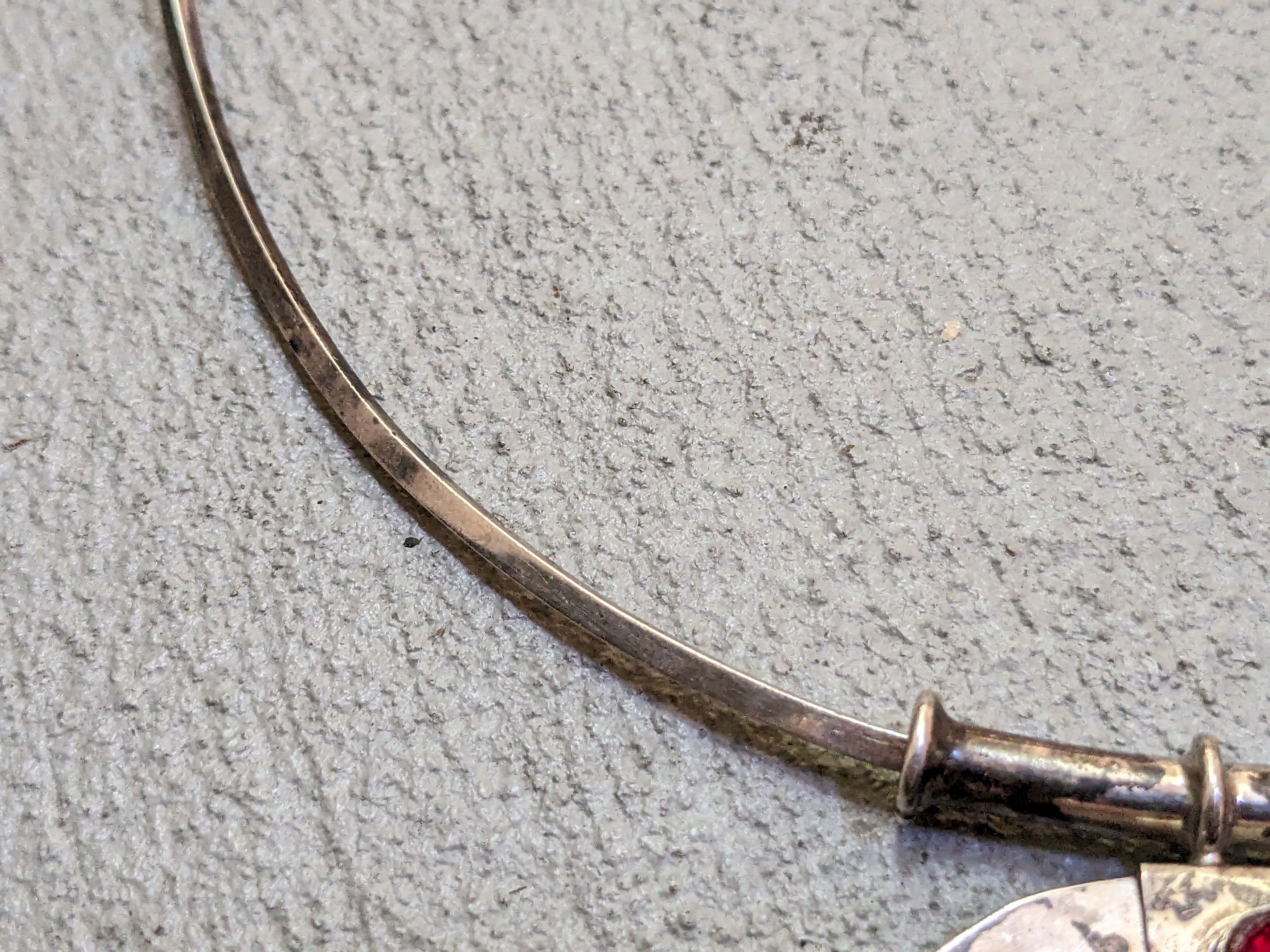 Jewelry Vintage Sterling Silver Necklace Collar Oval 14" Taxco Red Size ONE SIZE - 7 Thumbnail