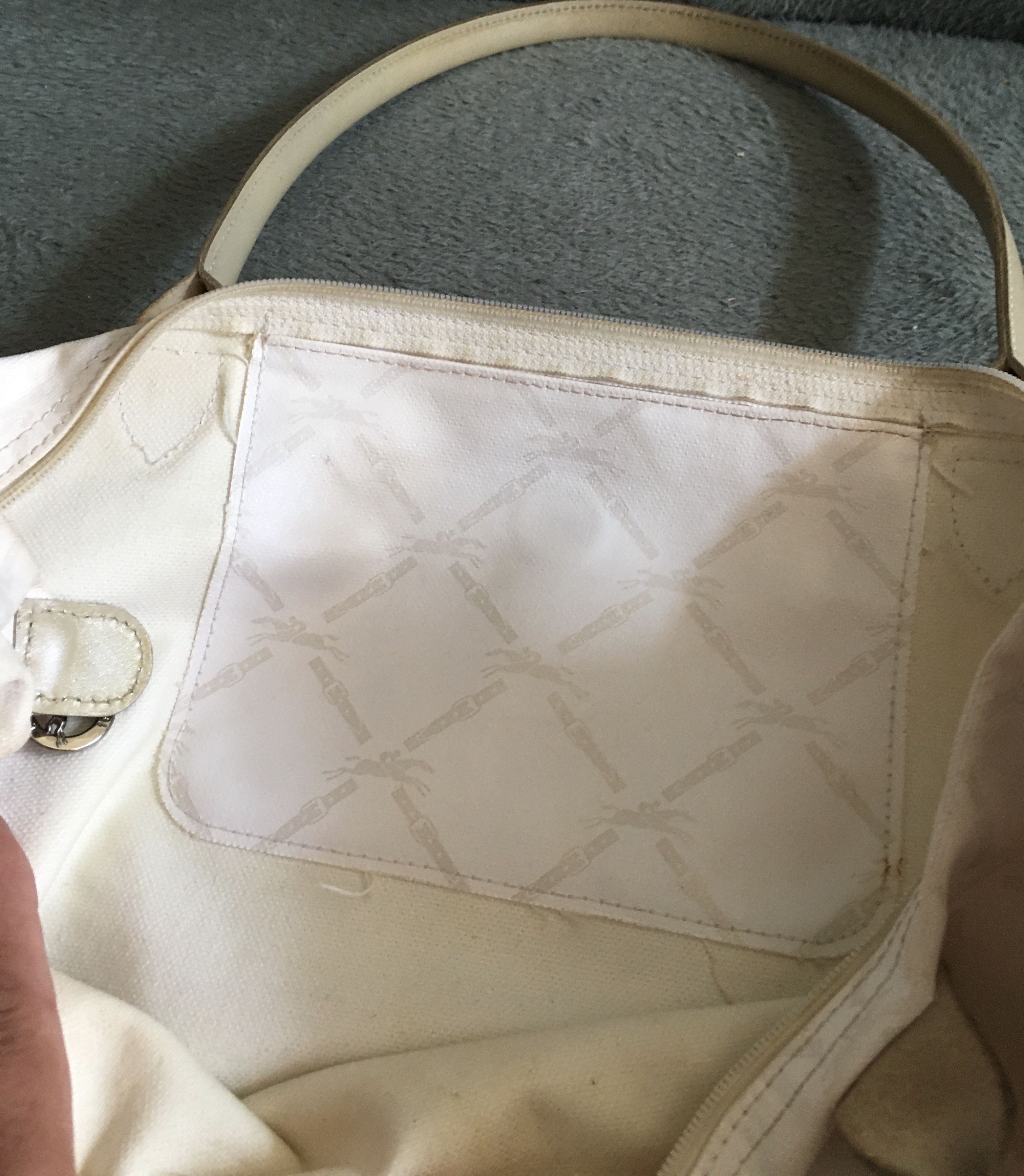 Longchamp Longchamp White Logo Print Coated Canvas Le Pliage Tote Bag Size ONE SIZE - 16 Thumbnail