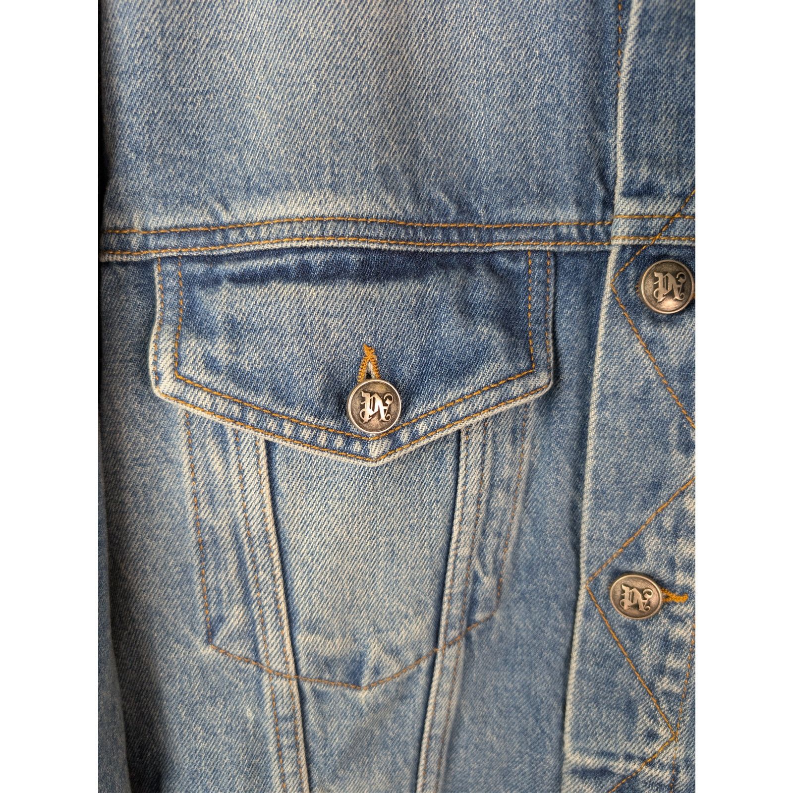 Palm Angels o1rshd1 Bear in Mind Denim Jacket in Blue / Brown Size US XXL / EU 58 / 5 - 9 Thumbnail