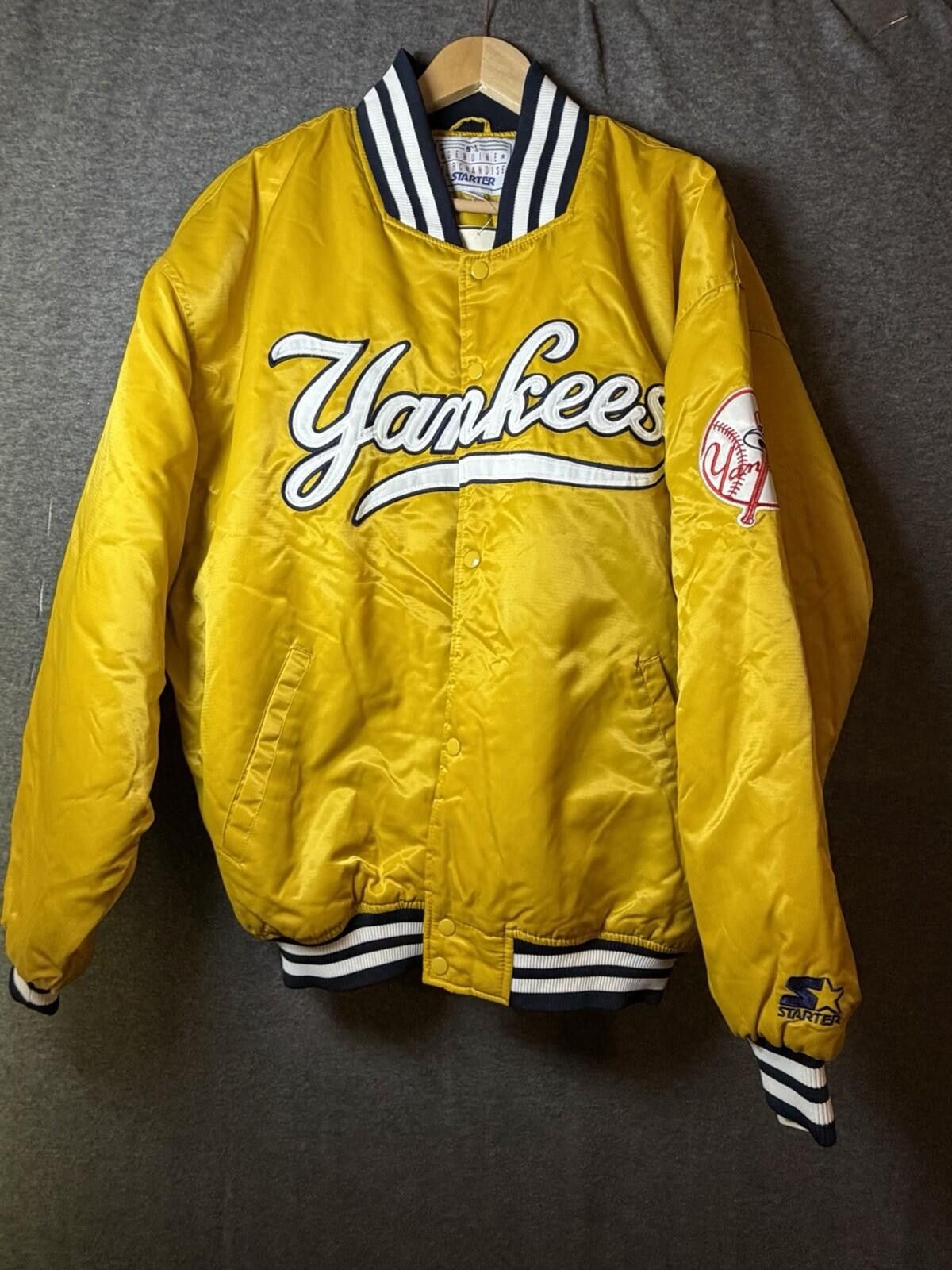 Starter RARE VTG 90s NEW YORK YANKEES STARTER JACKET YELLOW New XXL Size ONE SIZE - 4 Thumbnail