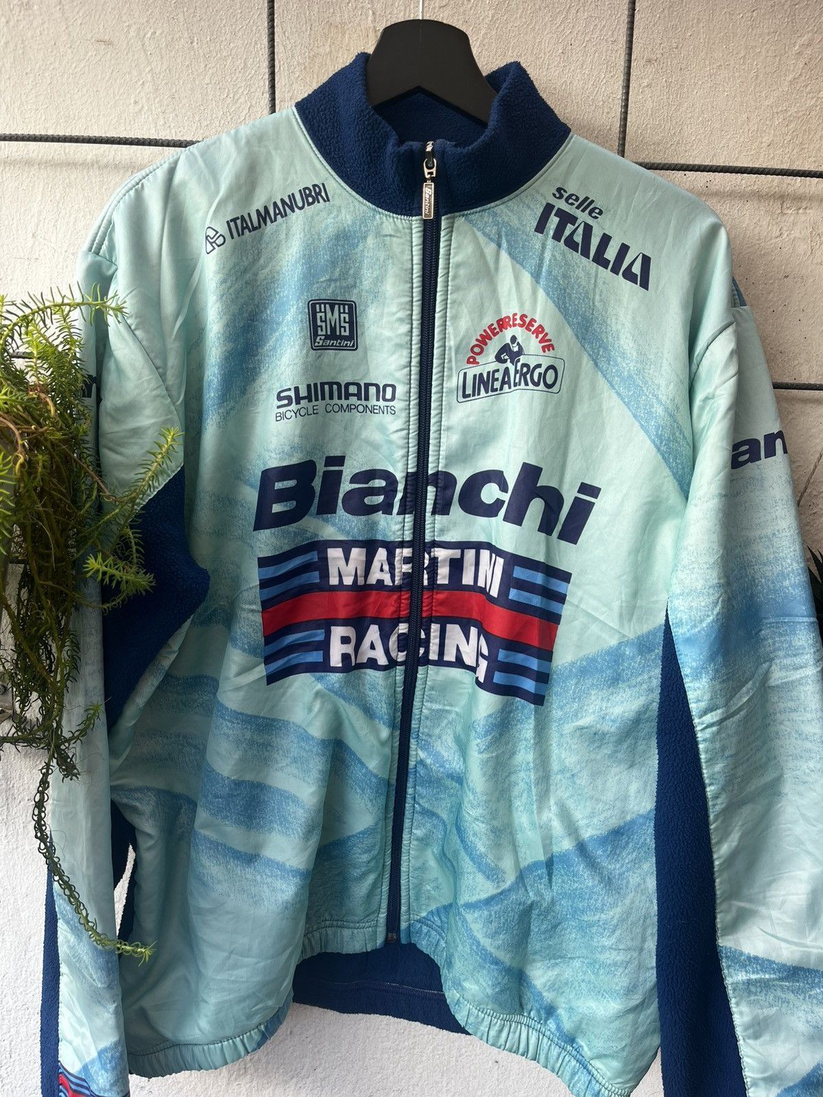 Other SMS Santini x Martini x Bianchi Vintage Fleece Bomber Jacket Size US XL / EU 56 / 4 - 2 Thumbnail