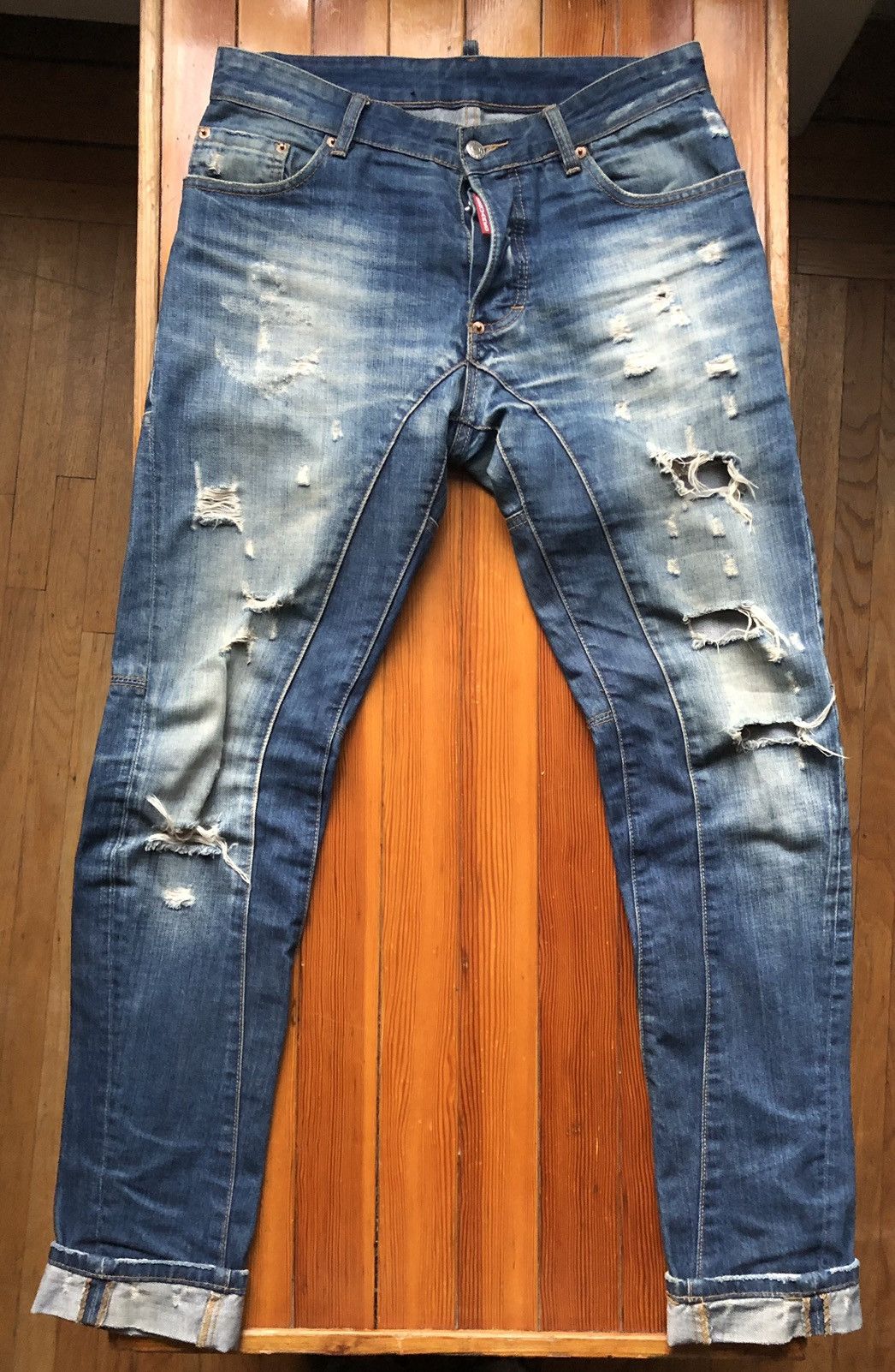 Dsquared2 DSQUARED2 Crazy Distressed Anchor Biker Jeans Size US 31 - 23 Thumbnail