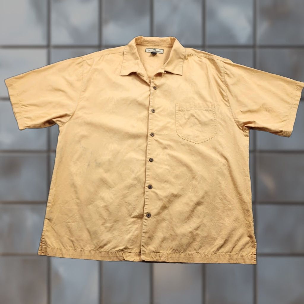 Tommy Bahama Tommy Bahama Shirt Mens Large Yellow Palm Tree Cotton Button Up Camp Casual Shirt Size US L / EU 52-54 / 3 - 1 Thumbnail