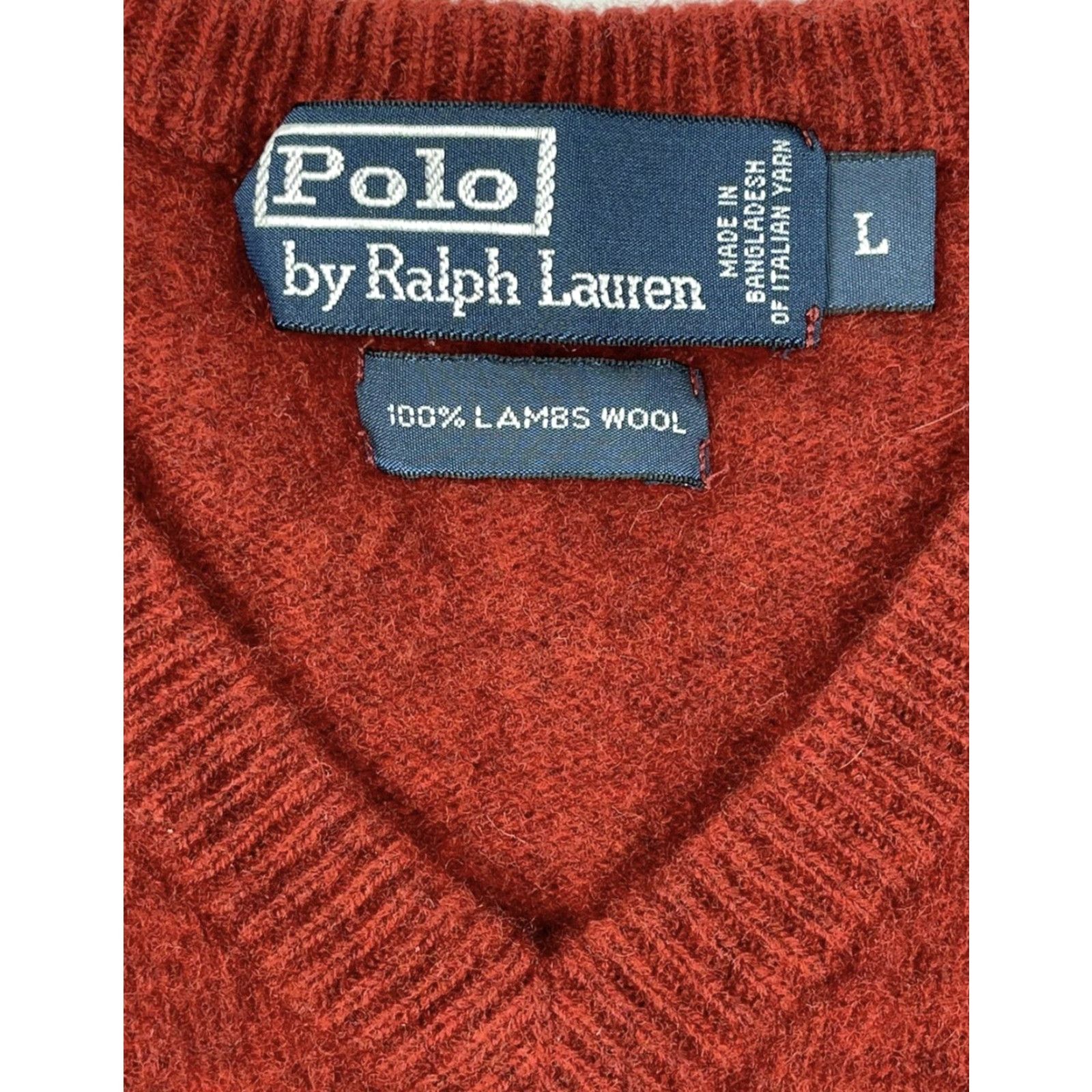 Polo Ralph Lauren Polo Ralph Lauren 90s Red Wool Sweater Mens L Pullover V-Neck Classic Retro Casual Size US L / EU 52-54 / 3 - 2 Thumbnail