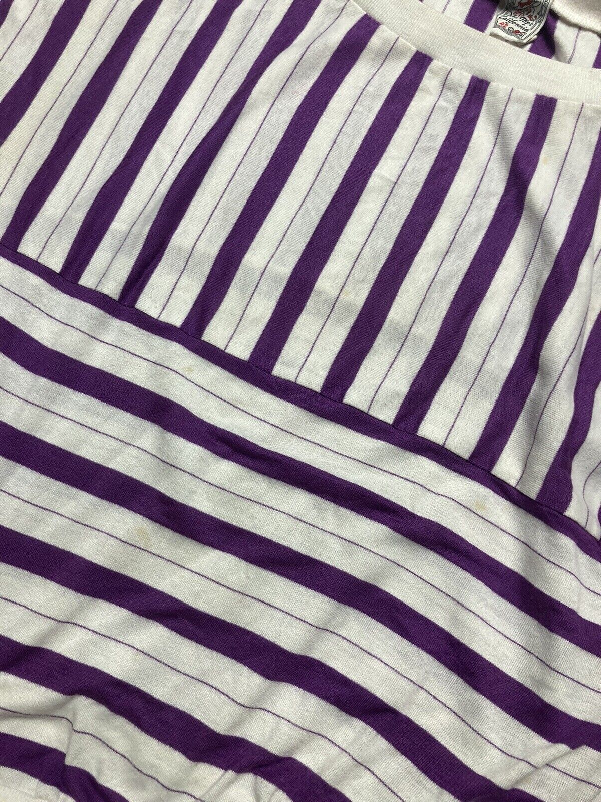 Vintage 70s t shirt Ms tops california striped ringer purple boxy Lg Size S / US 4 / IT 40 - 4 Thumbnail