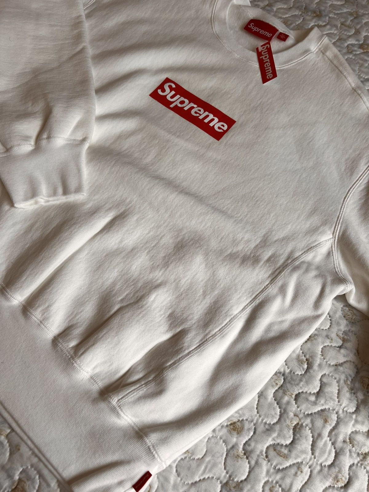 Supreme M Supreme washed box logo 25crewneck white hoodie sweatshirt Size US M / EU 48-50 / 2 - 10 Thumbnail