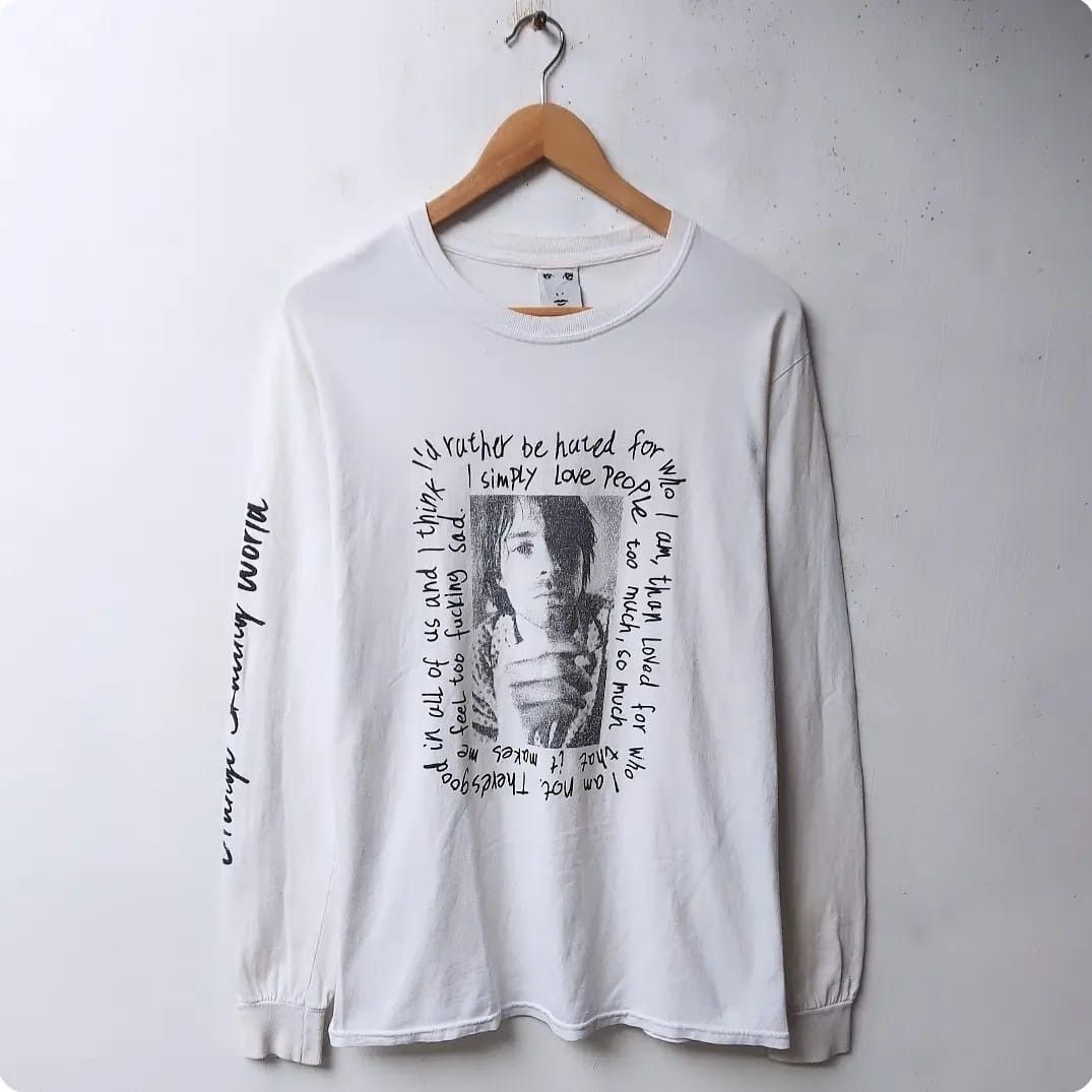 image of Kurt Cobain X Xgirl Japan Long Sleeve Tshirt in Black White, Men's (Size Small)