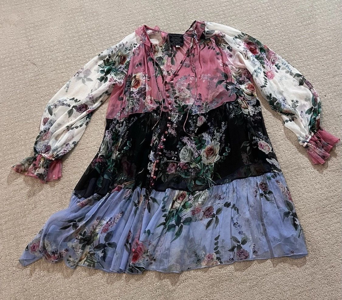 Designer Johnny Was Jade Adore Silk Print Dress Size M Mini Tiered Size M / US 6-8 / IT 42-44 - 1 Thumbnail