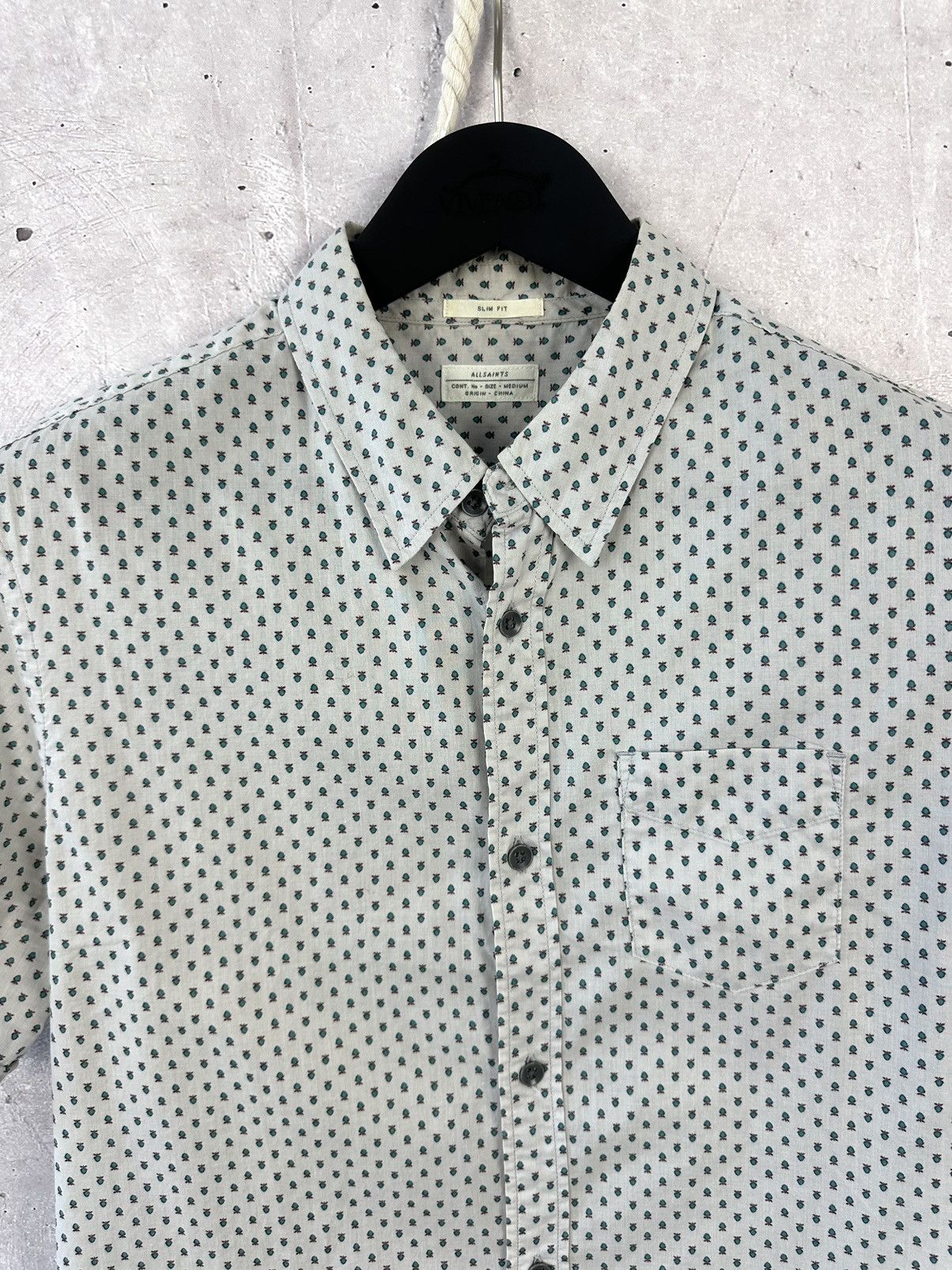 Allsaints × Vintage All Saints Slim Fit Spade Short Sleeve Cotton Shirt Size US M / EU 48-50 / 2 - 2 Thumbnail