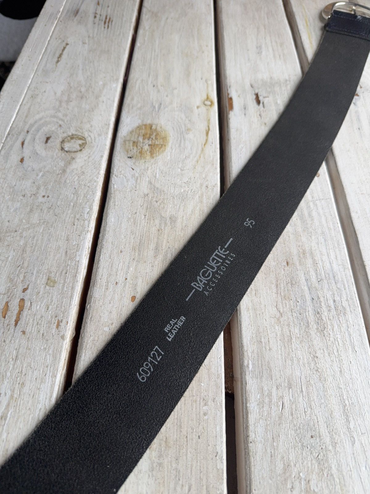 Japanese Brand Baguette Accessoires Navy Leather Belt 95cm Silver Buckle Size ONE SIZE - 13 Thumbnail