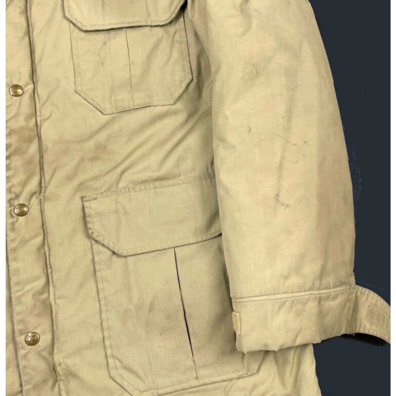 Vintage VTG Woolrich Men's L Beige Parka Field Jacket Lined Removable Hood USA Made Size US L / EU 52-54 / 3 - 5 Thumbnail