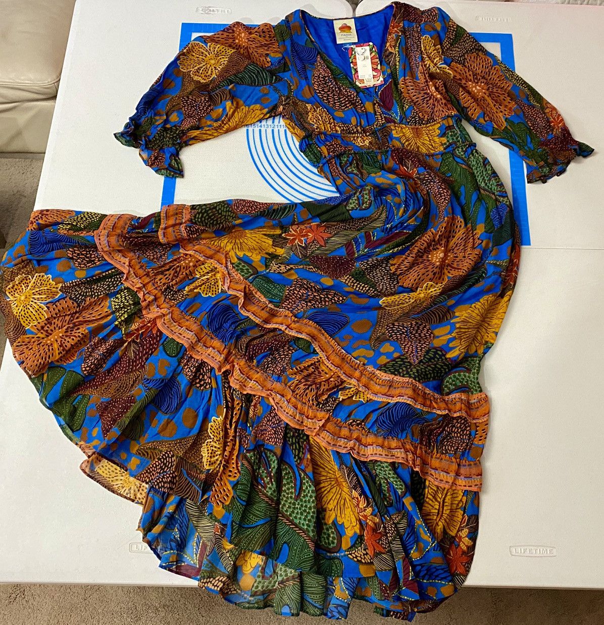 Farm Rio x Anthropologie Puff Sleeve Maxi Dress Carnival NWT