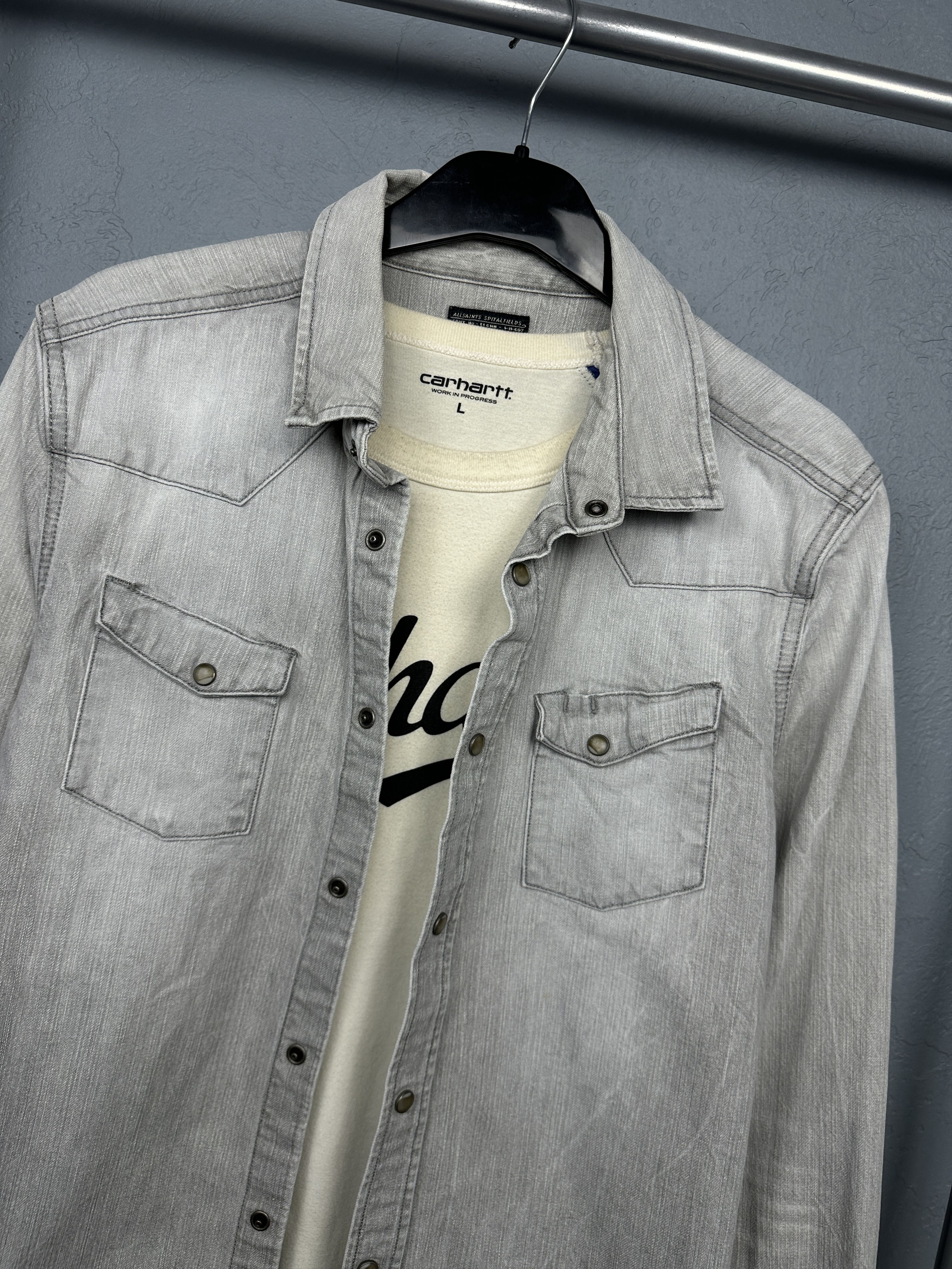 Allsaints Allsaints Mens Gatling Denim Long Sleeve Shirt Size US M / EU 48-50 / 2 - 2 Thumbnail