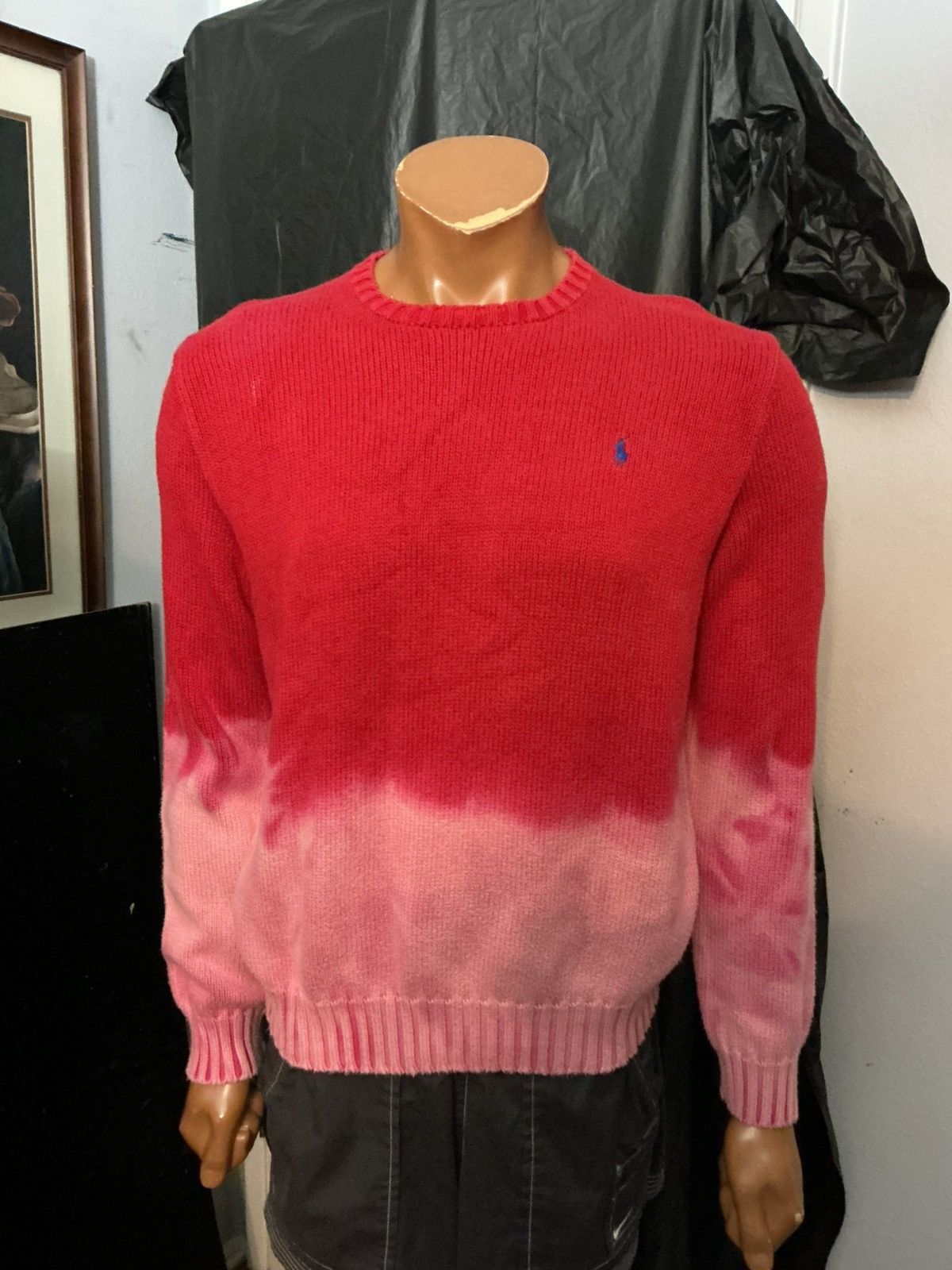 Polo Ralph Lauren Vintage Polo Ralph Lauren Bleach Dyed Cotton Knit Sweater Size US M / EU 48-50 / 2 - 9 Thumbnail