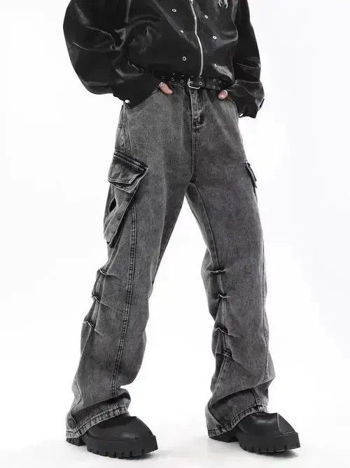 Japanese Brand Retro washed distressed stacked cargo jeans Size US 32 / EU 48 - 1 Thumbnail