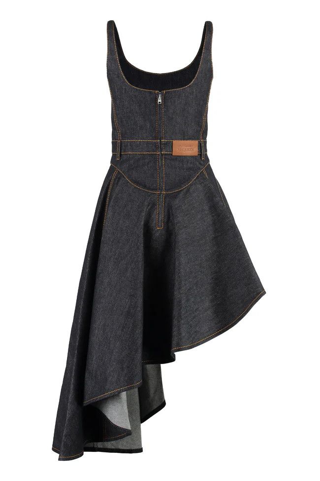 Alexander McQueen o1y0325 Denim Mini Dress in Blue Size S / US 4 / IT 40 - 2 Thumbnail