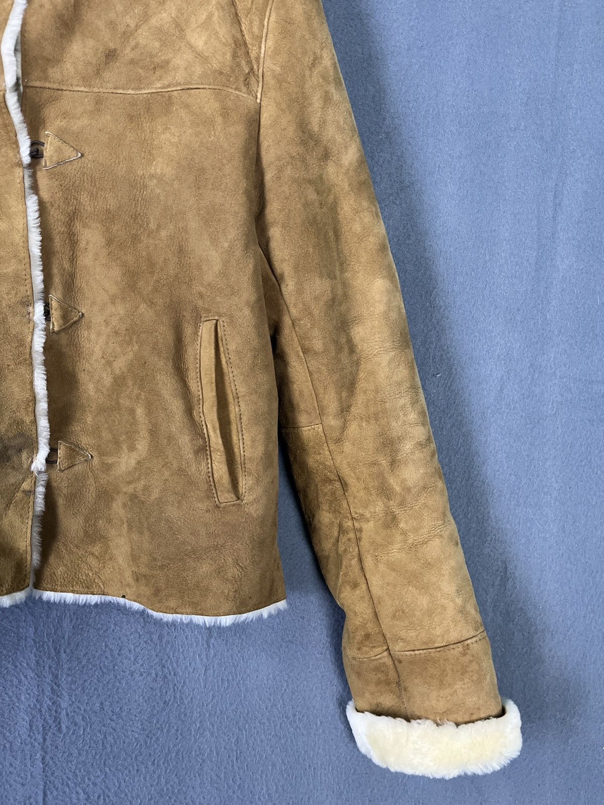 Genuine Leather × Vintage Peau D’ Ane Made in France Real Sheep Leather Suede Jacket Size S / US 4 / IT 40 - 5 Thumbnail
