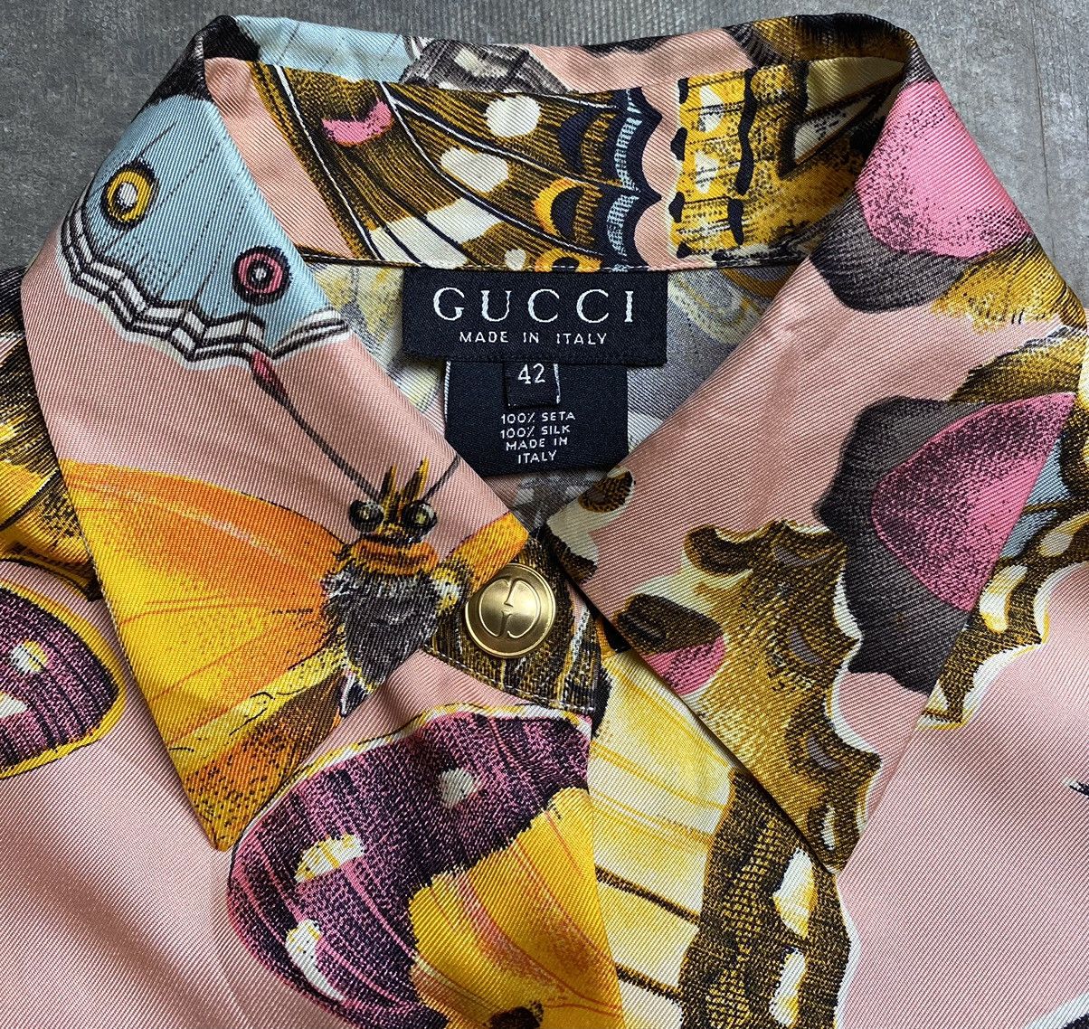 Gucci Gucci SS92 Butterfly Print Silk Shirt Size M / US 6-8 / IT 42-44 - 7 Thumbnail