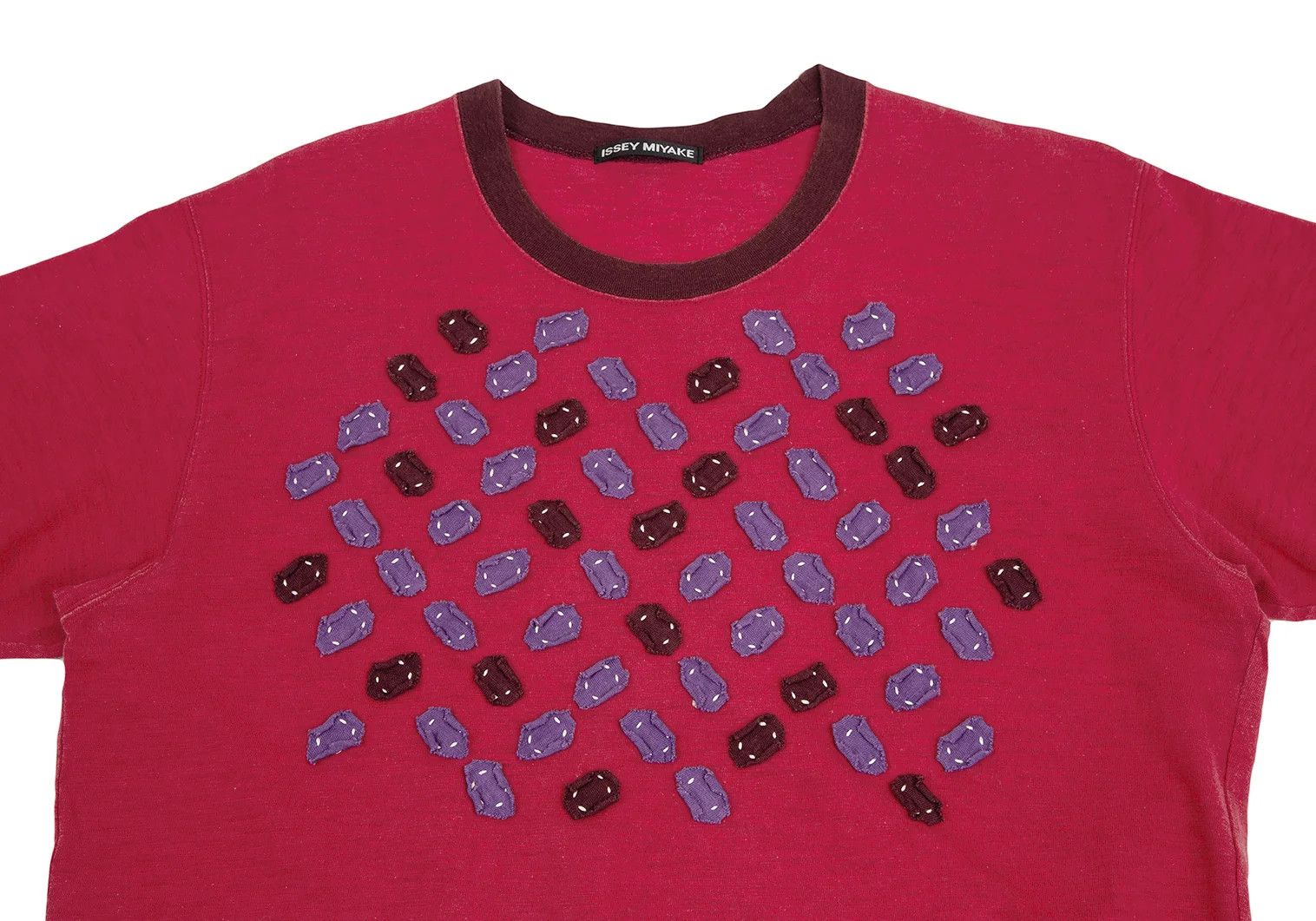 Issey Miyake Patch Sewn Ringer T-Shirt in Red Size US M / EU 48-50 / 2 - 2 Thumbnail