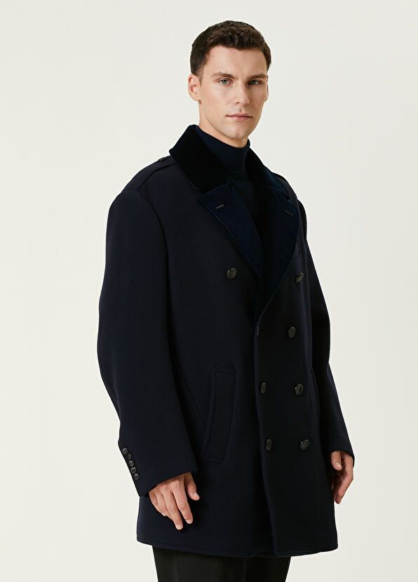 Tom Ford o1w1db10225 OPR003 Double-breasted Wool Coat in Navy Blue Size US XXL / EU 58 / 5 - 3 Thumbnail