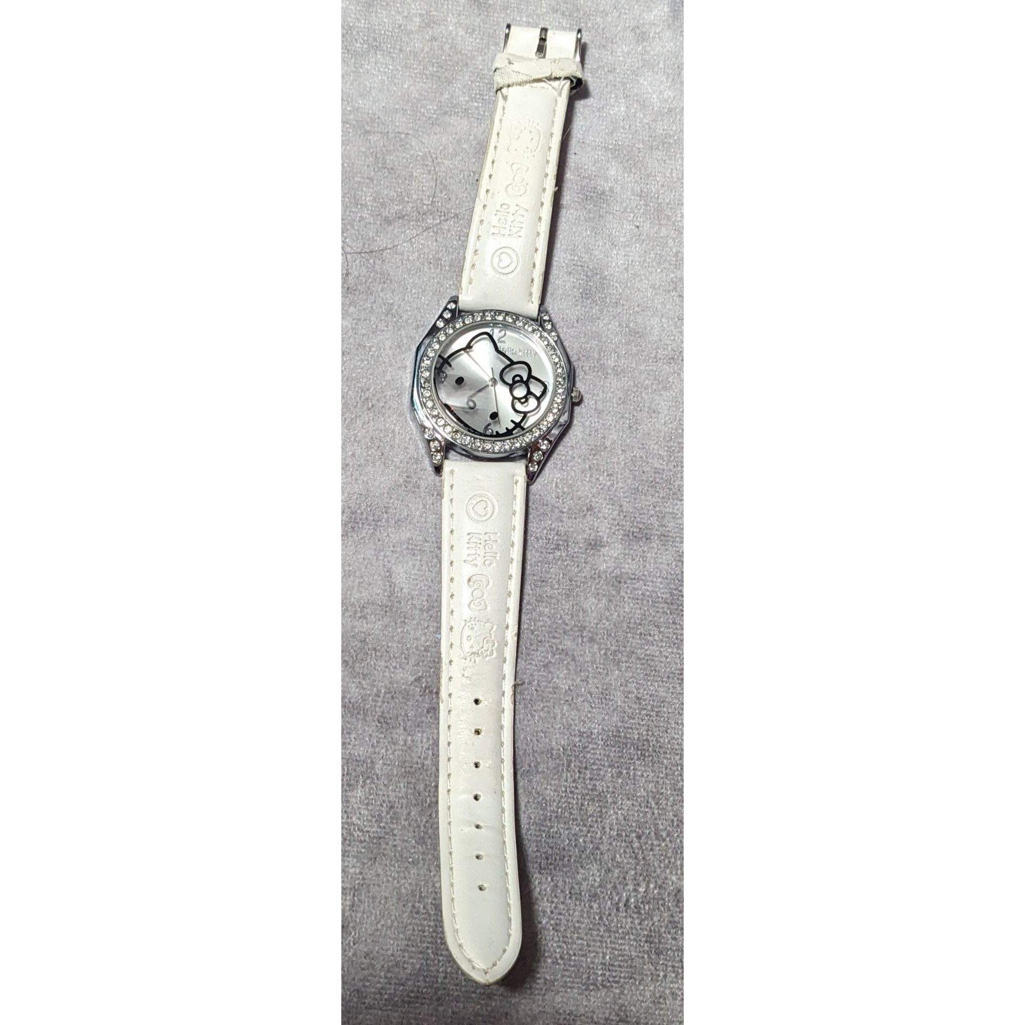 Other Hello Kitty White And Silver Tone Rhinestone Analog Watch Size ONE SIZE - 5 Thumbnail