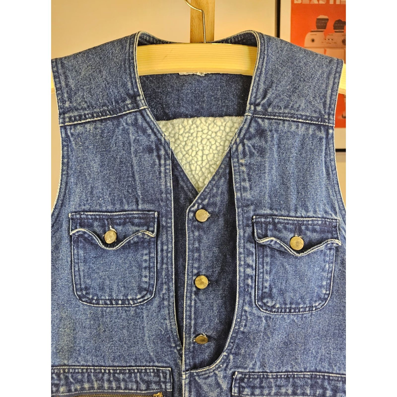 Denime VINTAGE 90' HALF MOON HUNTING WORK SHERPA LINING DENIM VEST SZ MEDIUM Size US M / EU 48-50 / 2 - 2 Thumbnail