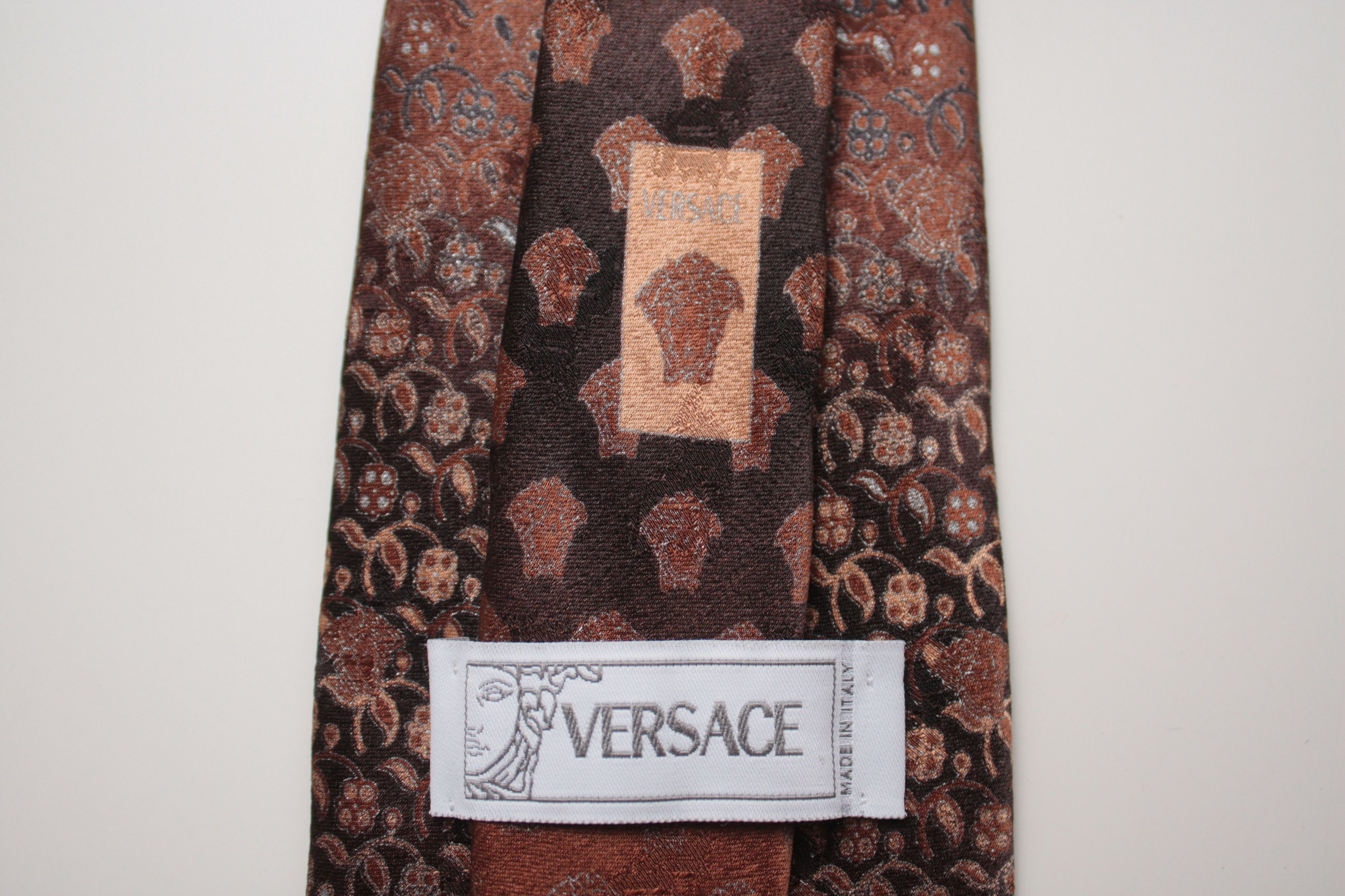 Versace Versace Brown Silk Tie Made In Italy Size ONE SIZE - 2 Thumbnail